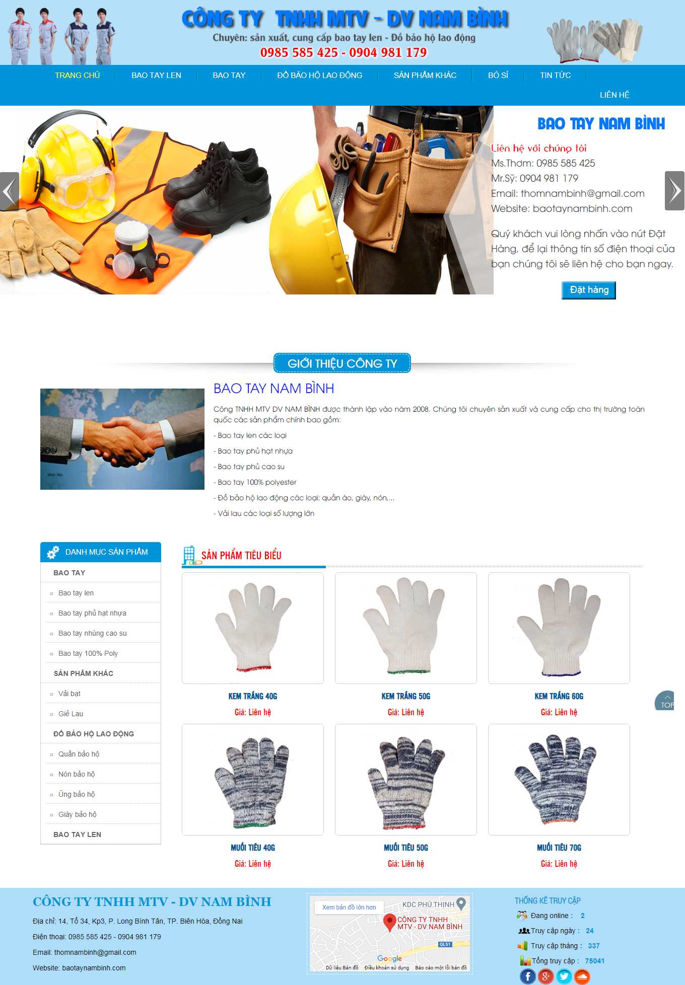 Thiết kế Website web đồ bảo hộ - baotaynambinhcom