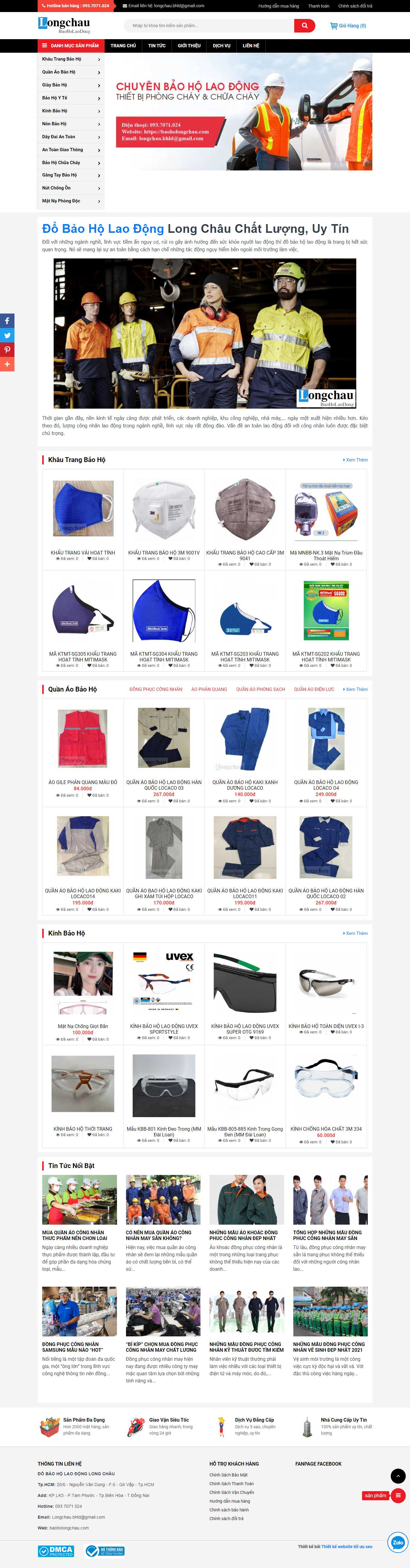 Thiết kế Website web đồ bảo hộ - baoholongchaucom