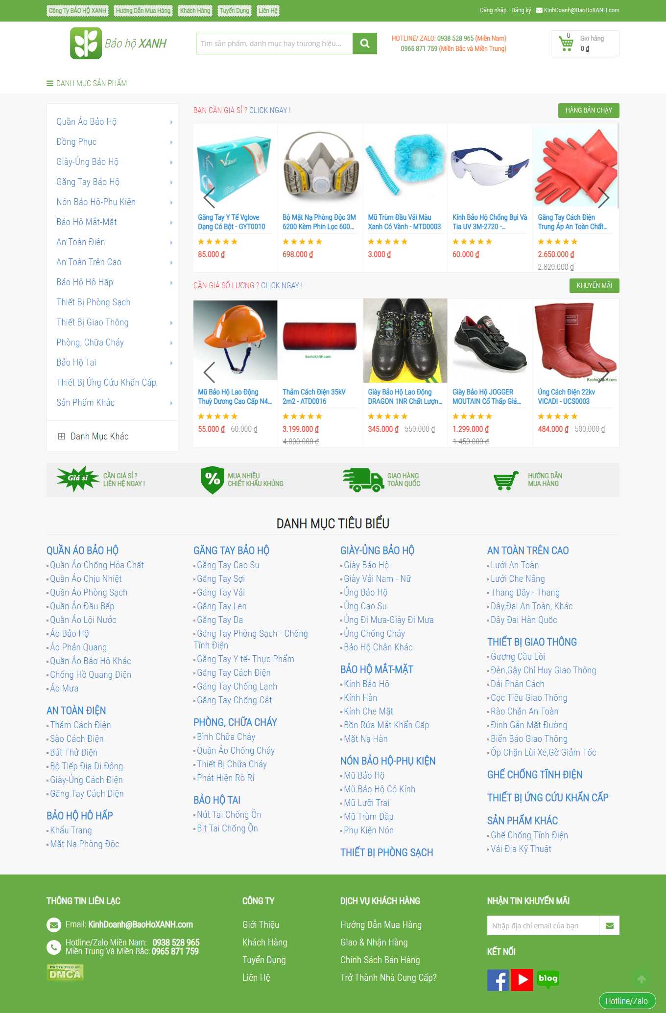 Thiết kế Website web gang tay bảo hộ - wwwbaohoxanhcom
