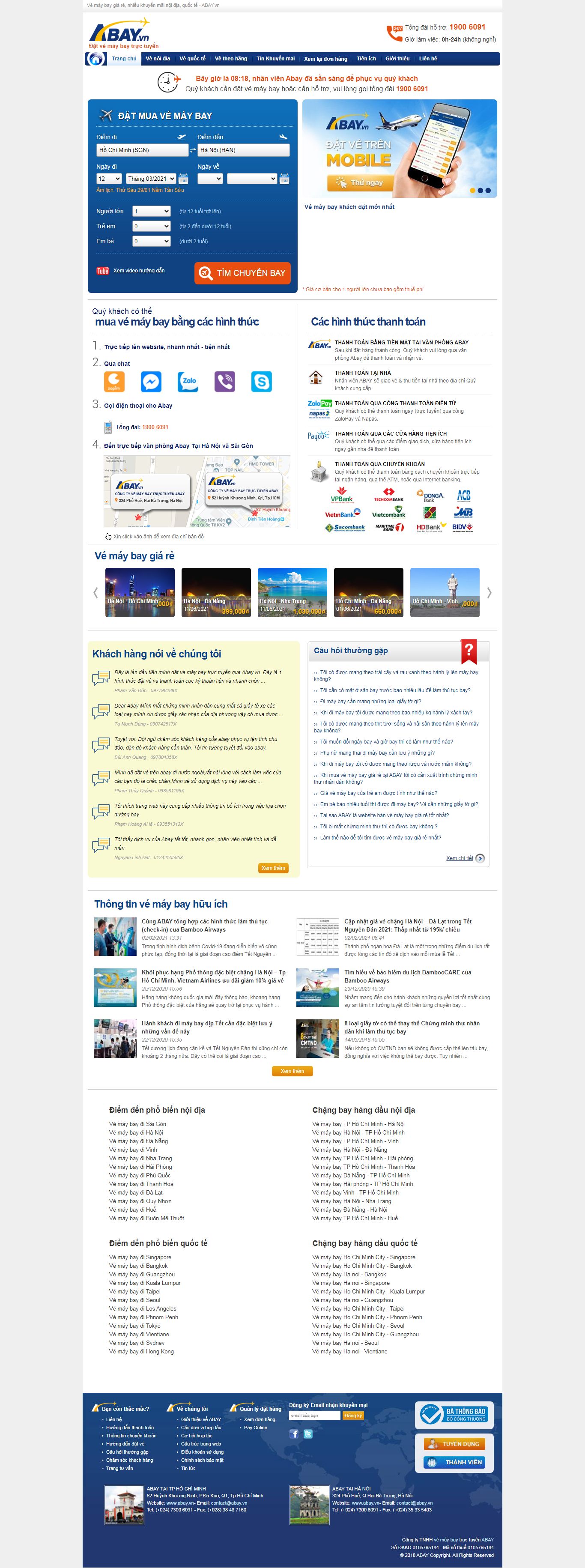 Thiết kế Website web đại lý vé máy bay - wwwabayvn