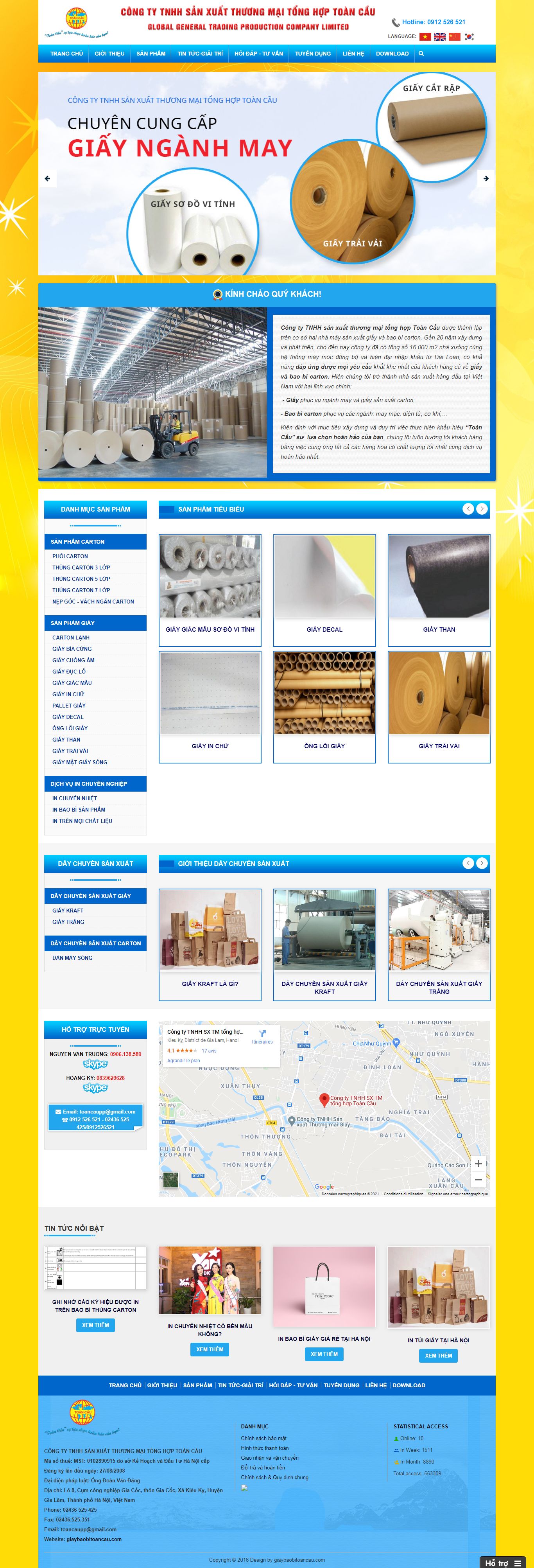 Thiết kế Website web bao bì giấy - giaybaobitoancaucom