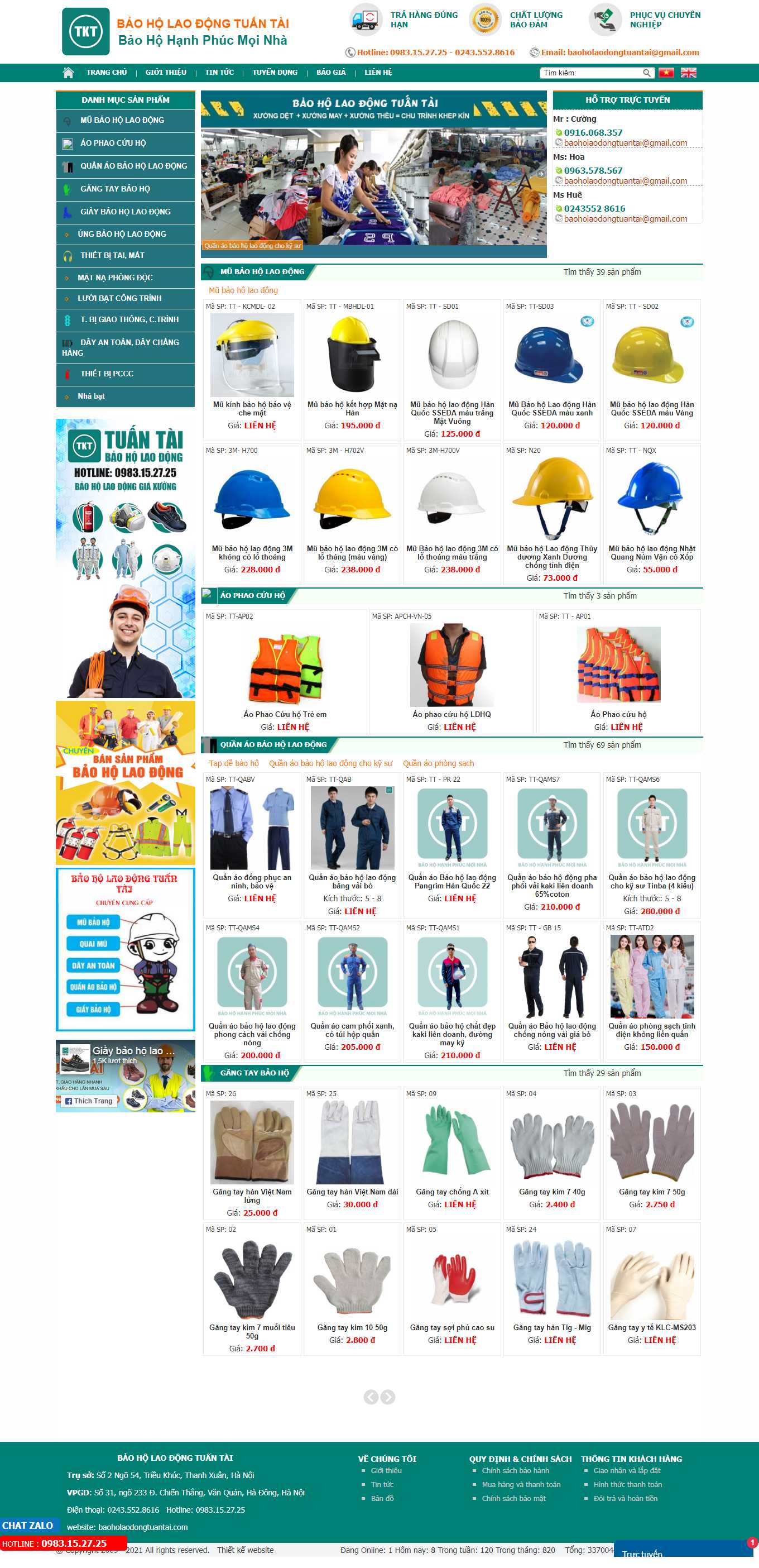 Thiết kế Website web gang tay bảo hộ - baoholaodongtuantaicom