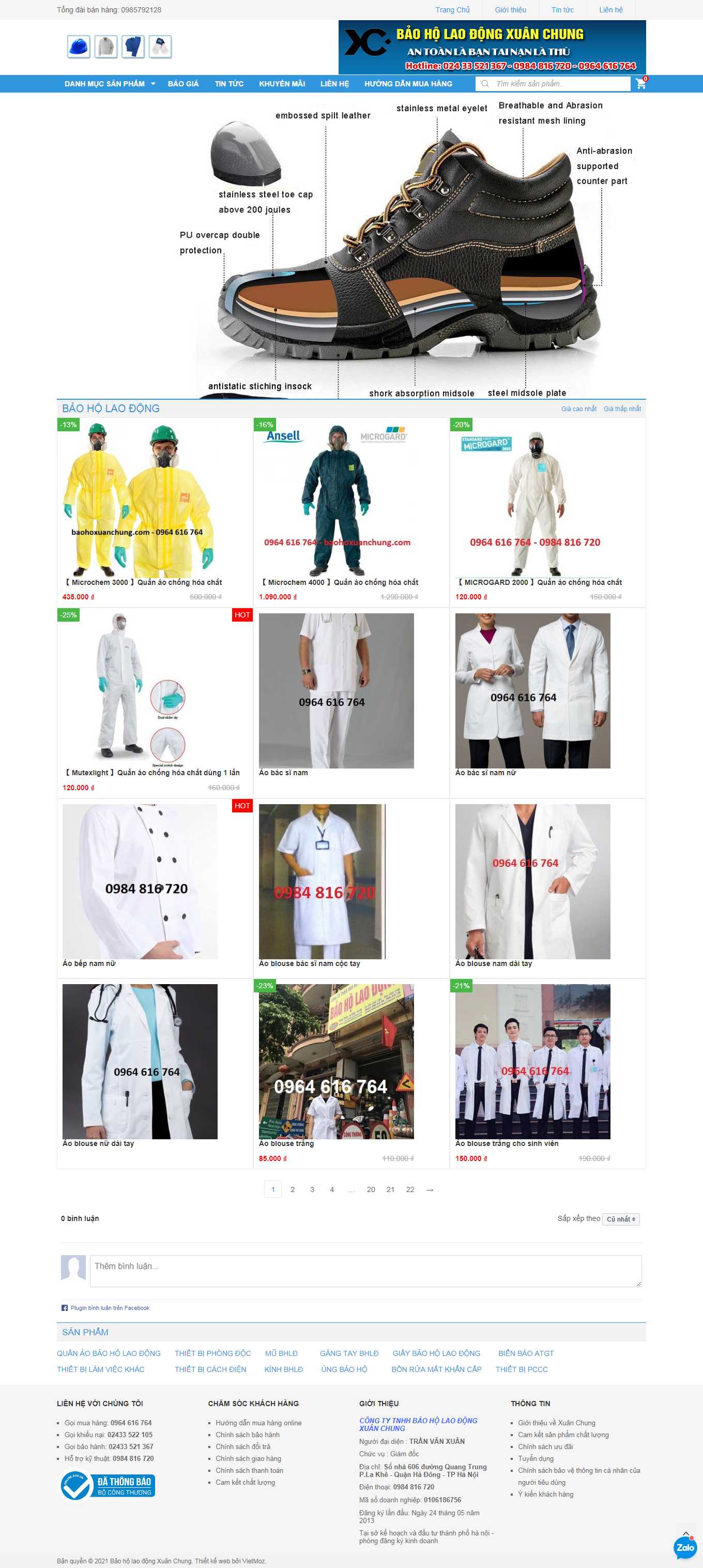 Thiết kế Website web khẩu trang bảo hộ - baohoxuanchungcom