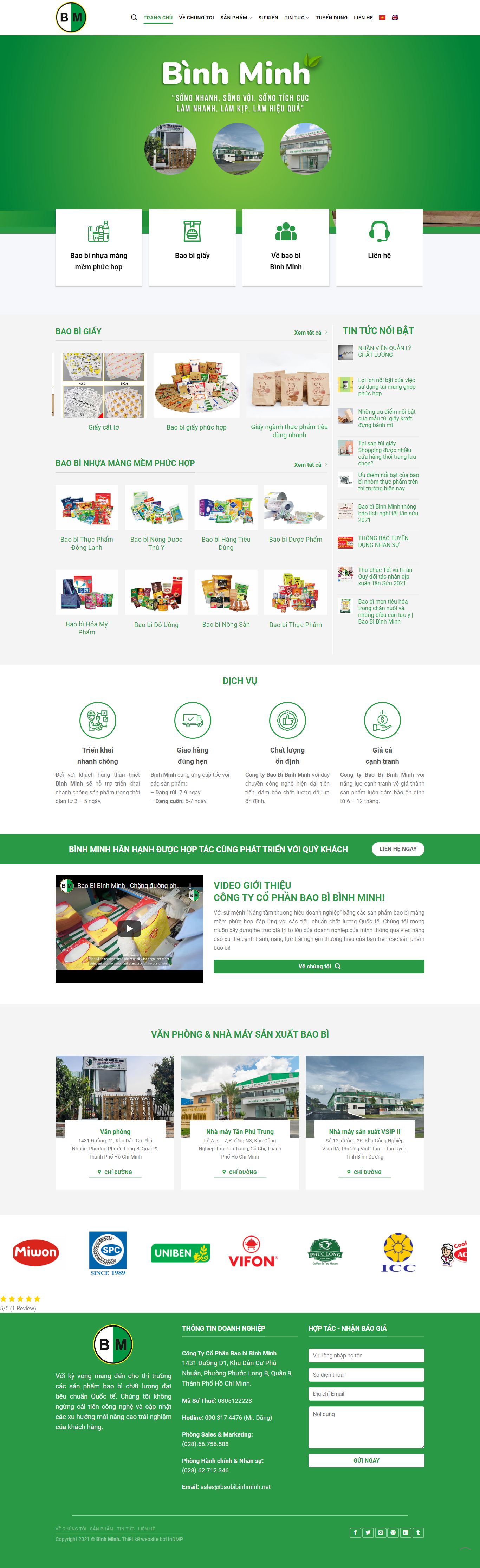 Thiết kế Website web bao bì giấy - baobibinhminhnet