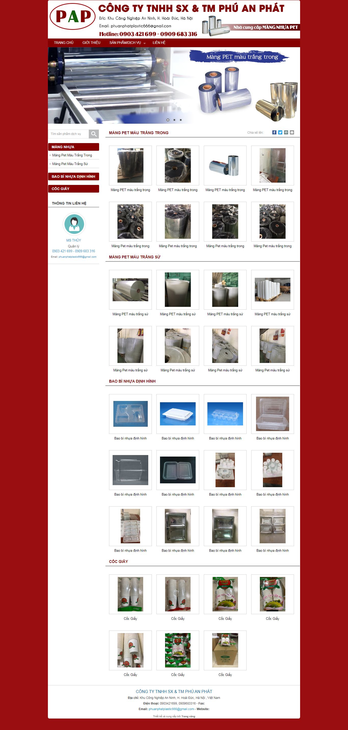 Thiết kế Website web bao bì nhựa - phuanphatplasticcom
