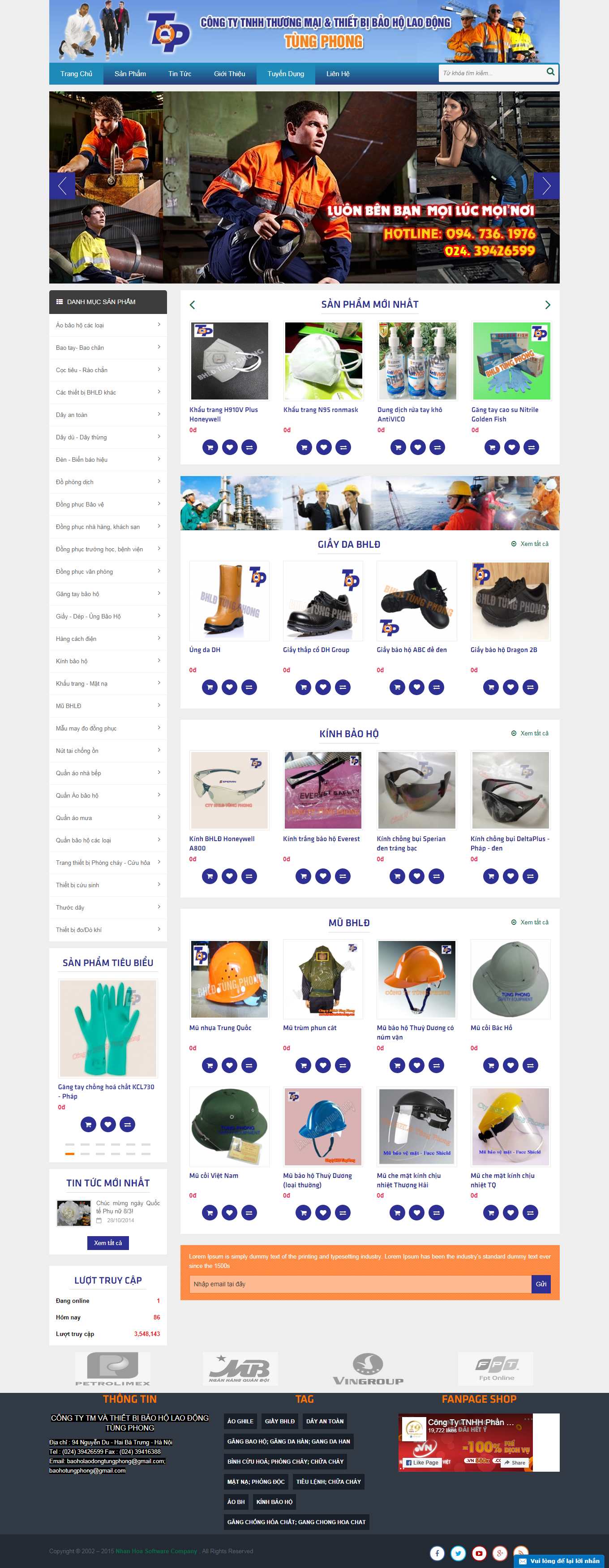 Thiết kế Website web kính bảo hộ lao động - thietbibaoholaodongcom