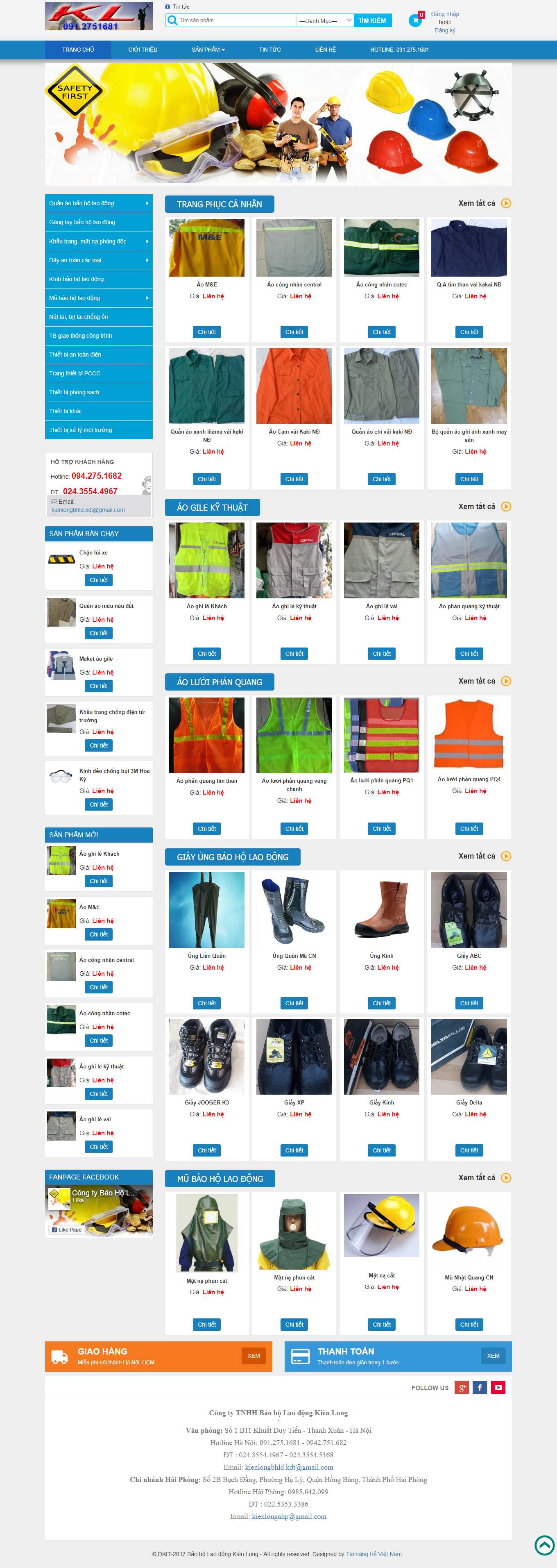 Thiết kế Website web quần áo bảo hộ - baoholaodongkienlongcom