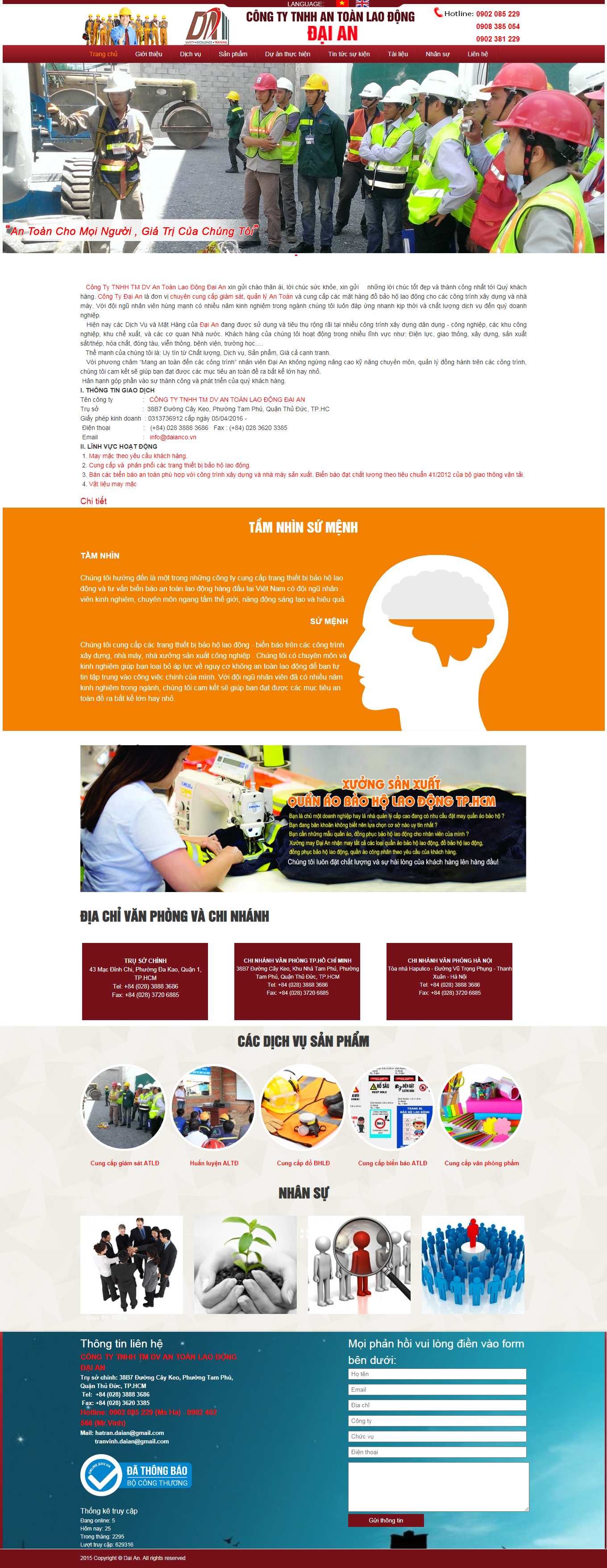 Thiết kế Website web quần áo bảo hộ - daiancovn