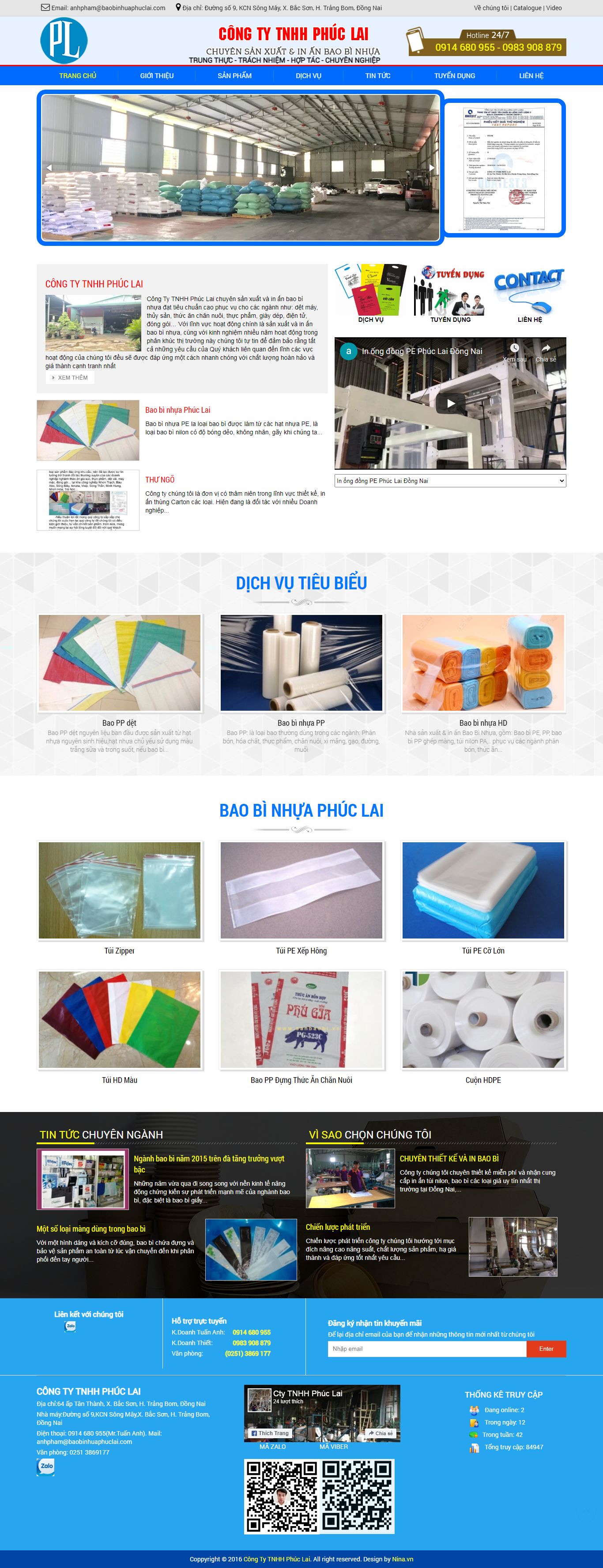 Thiết kế Website web bao bì nhựa - wwwbaobinhuaphuclaicom
