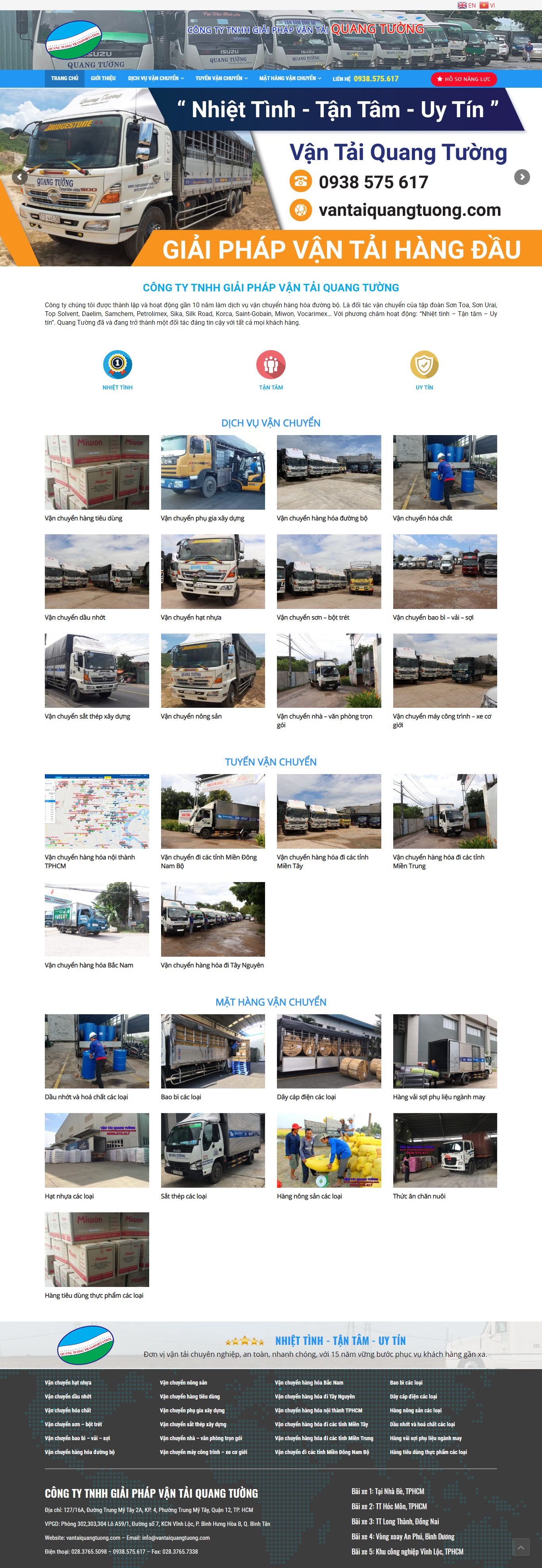 Thiết kế Website web vận chuyển đơn hàng - vantaiquangtuongcom