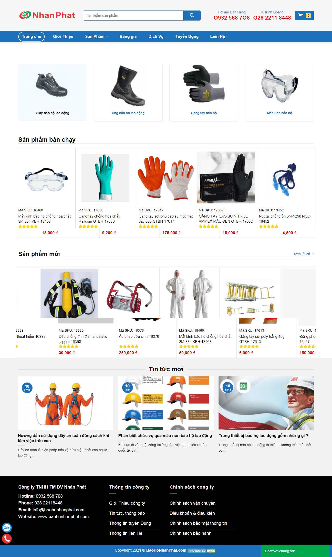 Thiết kế Website web quần áo bảo hộ - baohonhanphatcom