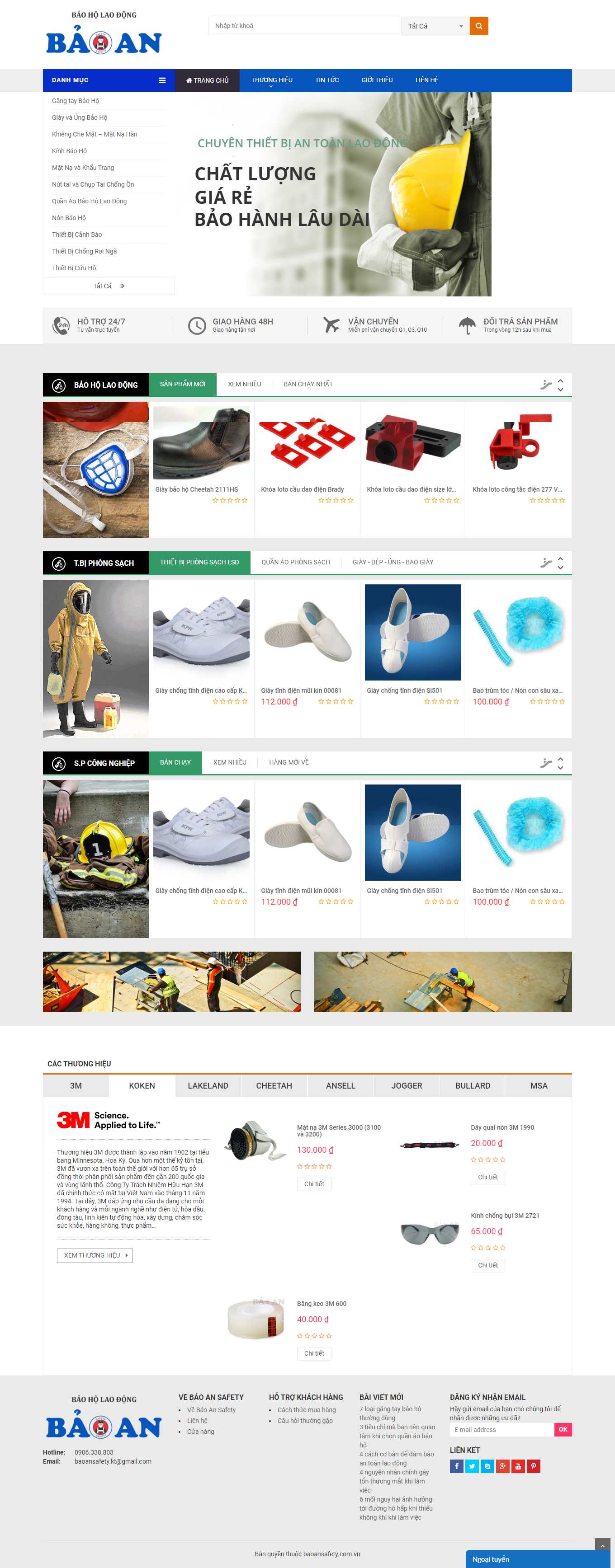 Thiết kế Website web quần áo bảo hộ - baoansafetycomvn