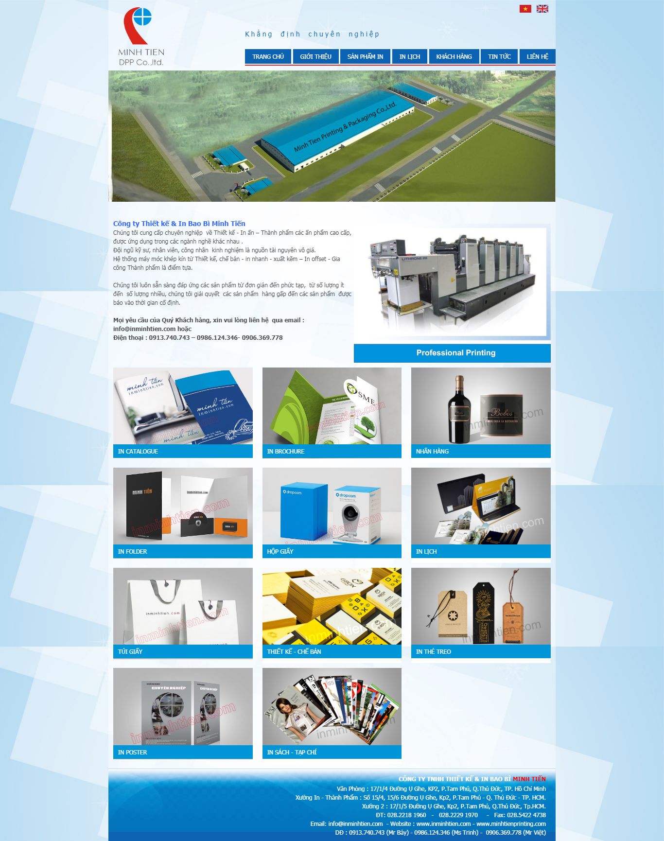 Thiết kế Website web in ấn bao bì - inminhtiencom
