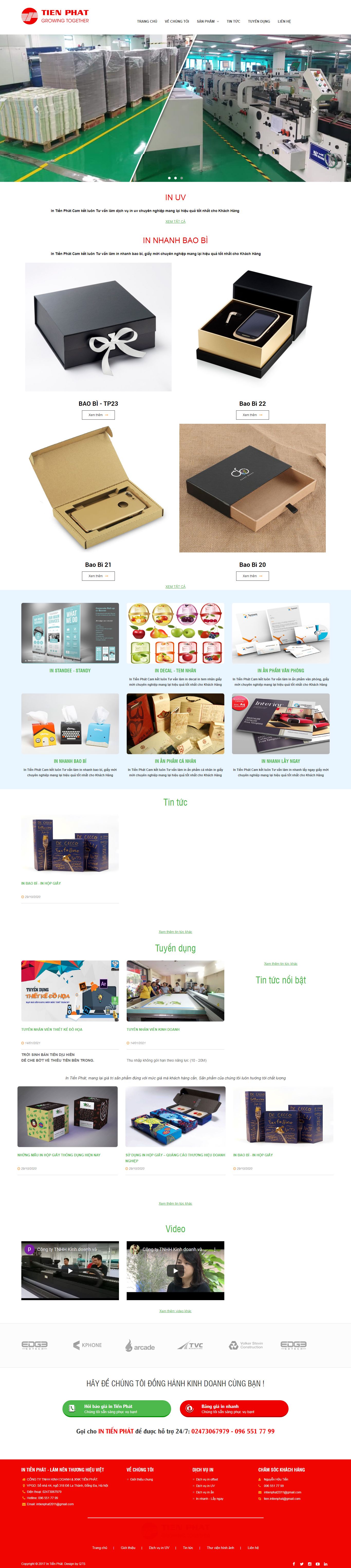 Thiết kế Website web in ấn bao bì - intienphatvn