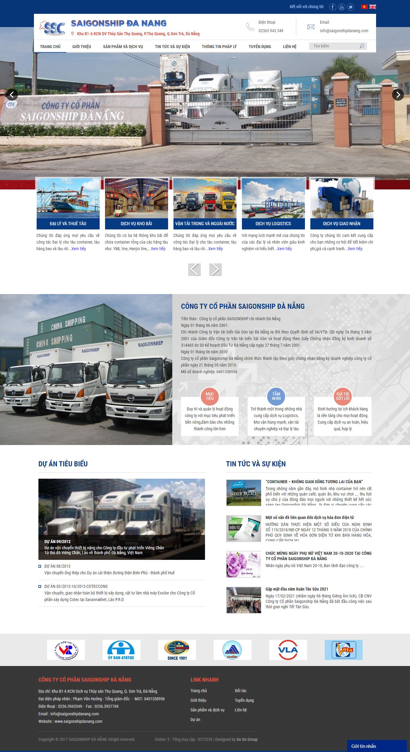 Thiết kế Website web dịch vụ kho bãi - wwwsaigonshipdanangcom