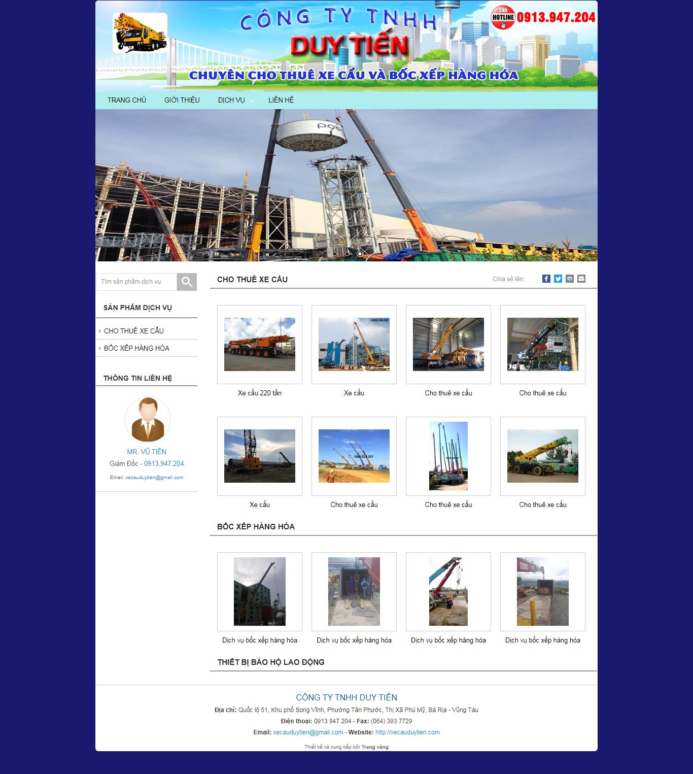 Thiết kế Website web dịch vụ bốc dỡ hàng - xecauduytiencom