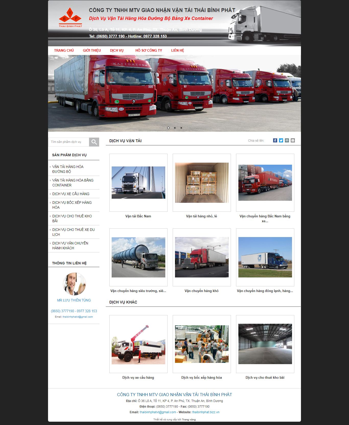 Thiết kế Website web dịch vụ bốc dỡ hàng - thaibinhphatbizzvn