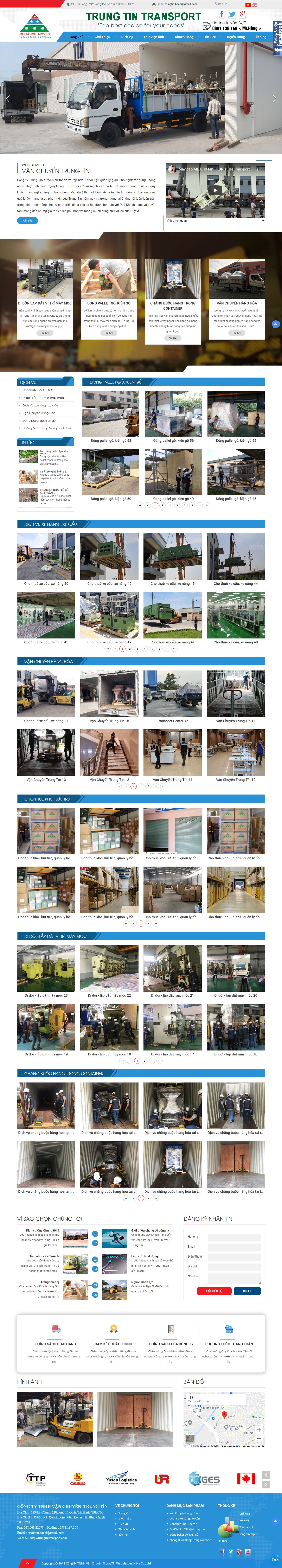 Thiết kế Website web dịch vụ bốc dỡ hàng - trungtintransportcom
