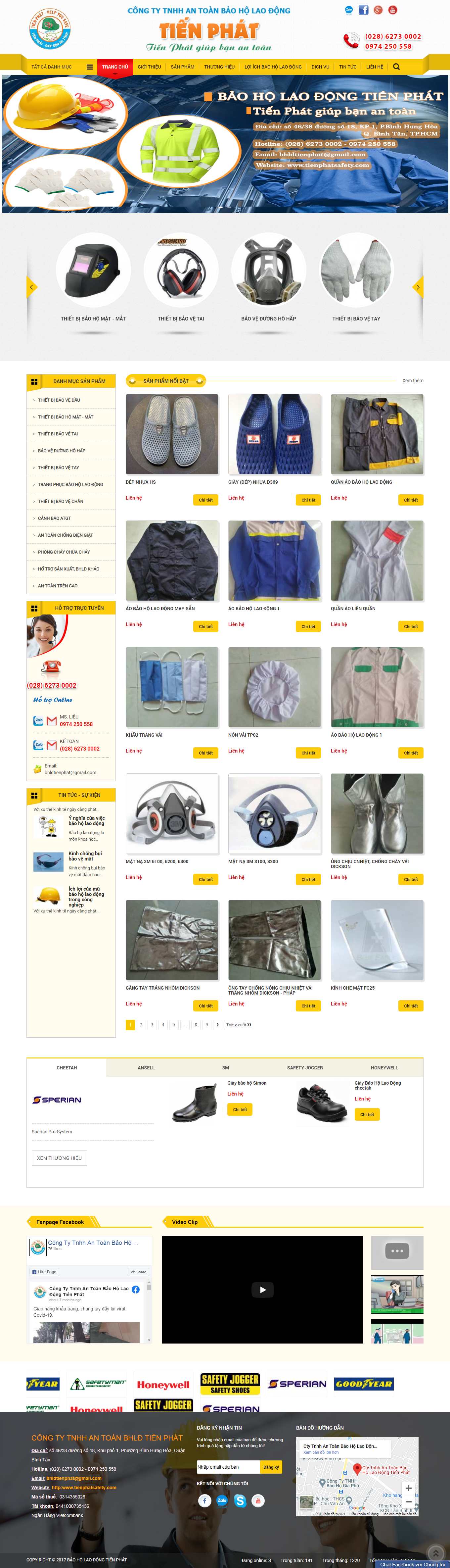 Thiết kế Website web mặt nạ phòng độc - tienphatsafetycom