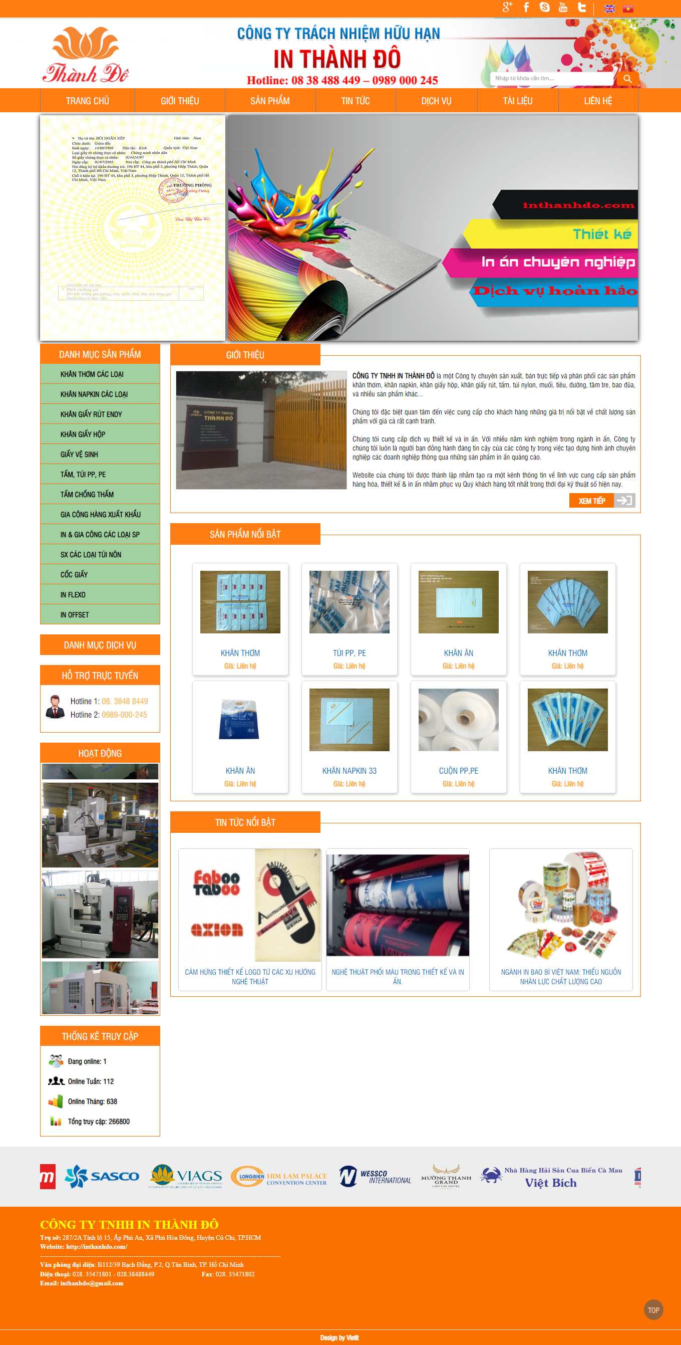 Thiết kế Website web bán khăn giấy - inthanhdocom