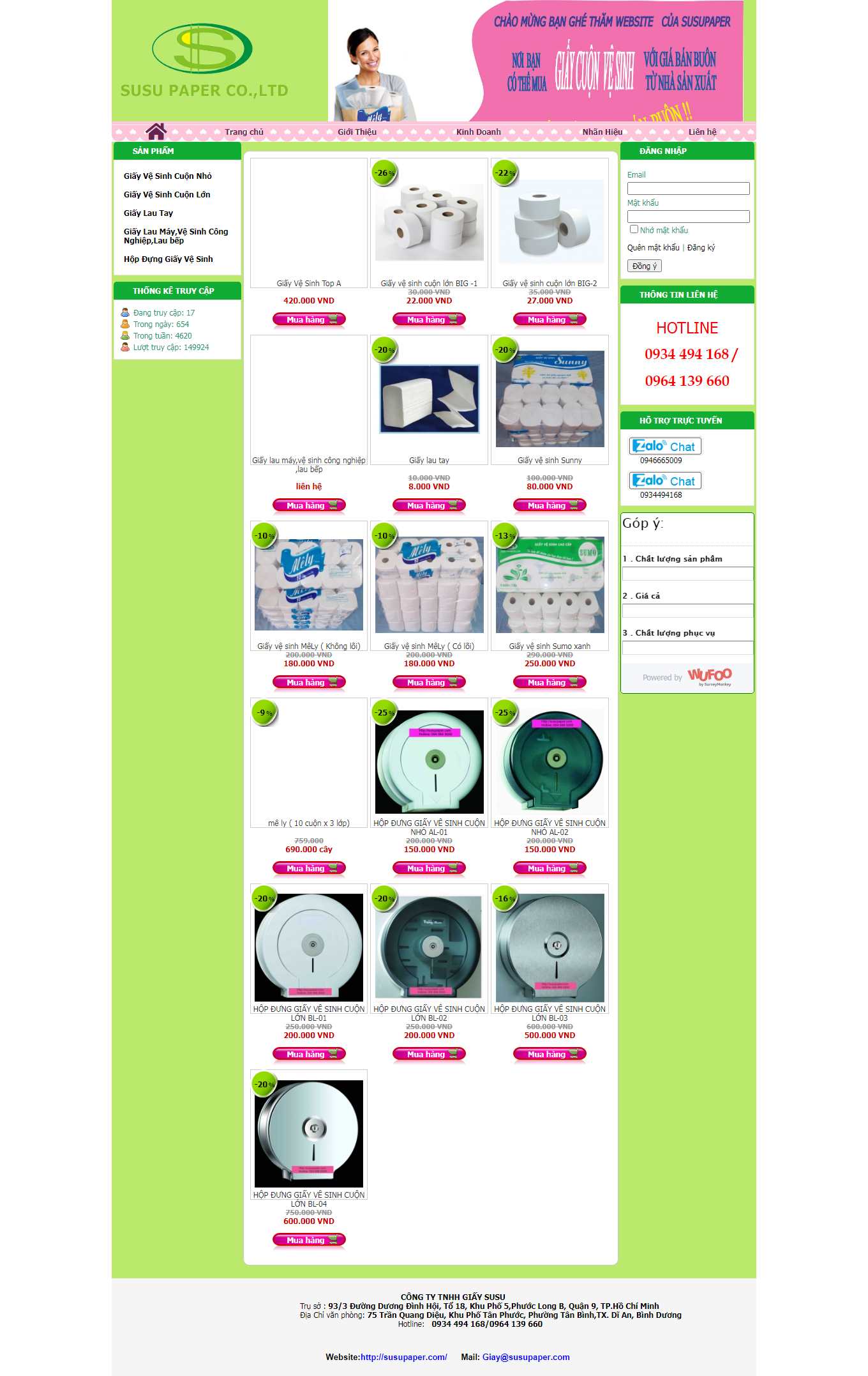 Thiết kế Website web bán khăn giấy - susupapercom