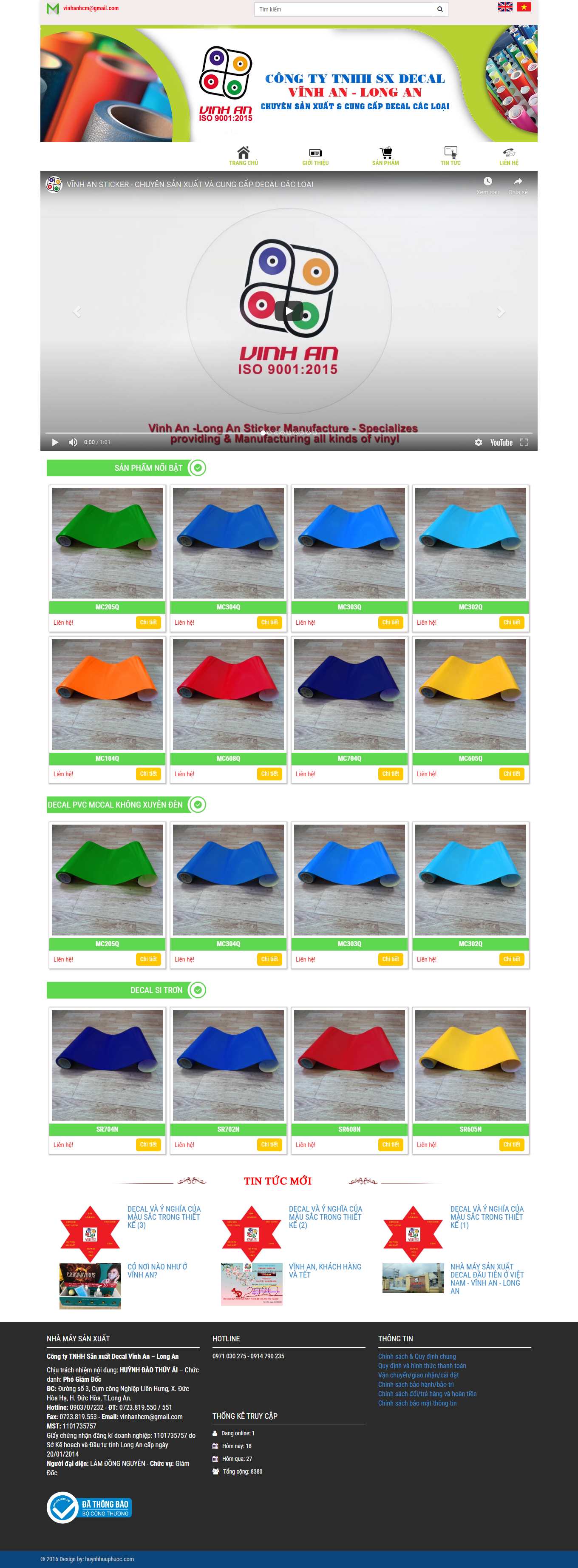 Thiết kế Website web bán giấy Decal - vinhanstickercom