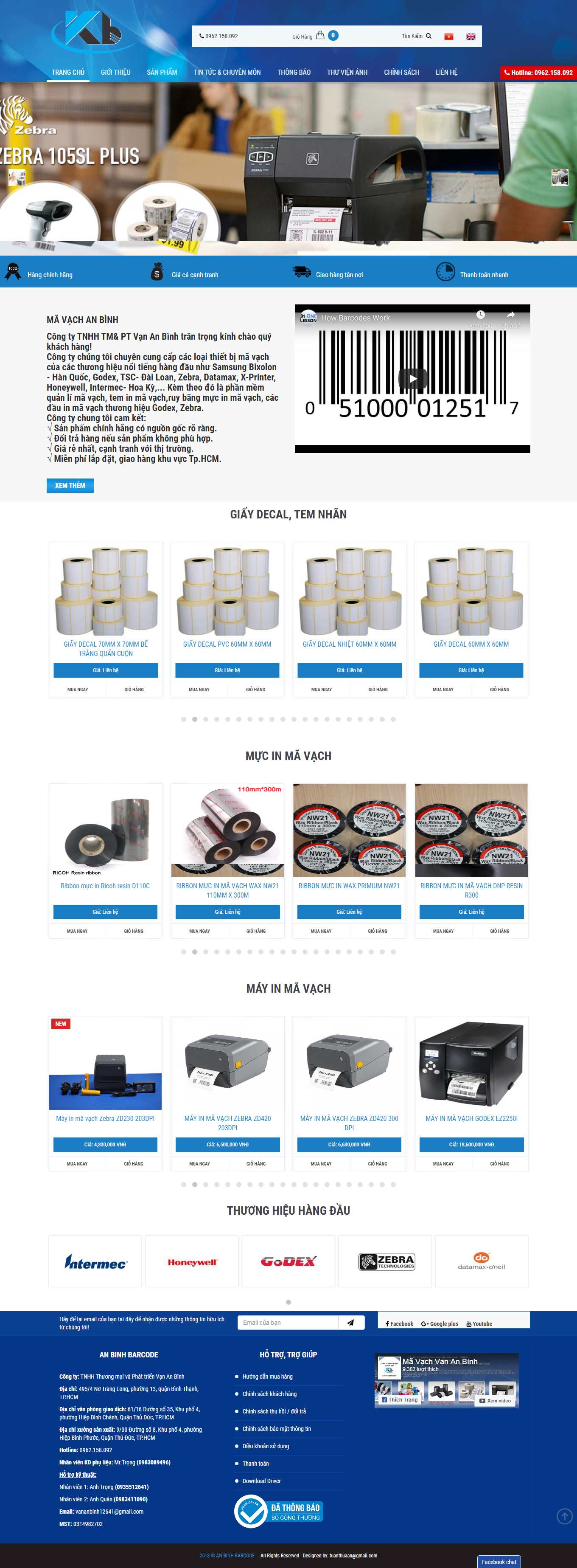 Thiết kế Website web bán giấy Decal - anbinhbarcodecom