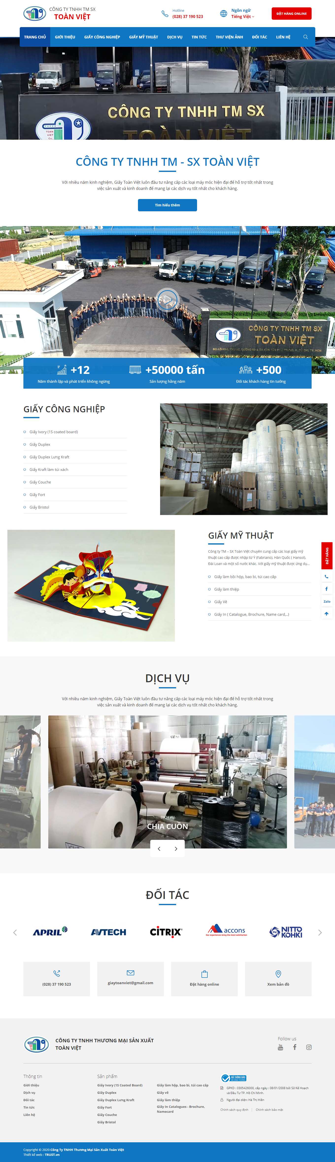 Thiết kế Website web bán giấy mỹ thuật - giaytoanvietvn