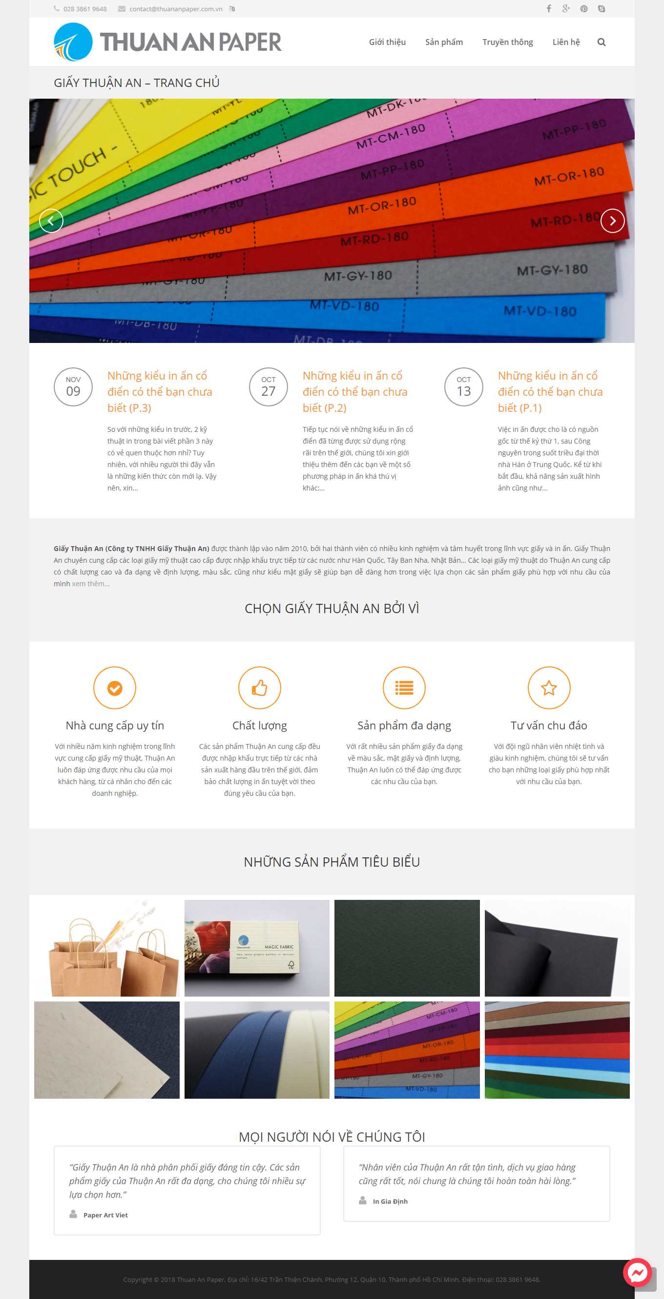 Thiết kế Website web bán giấy mỹ thuật - thuananpapercomvn