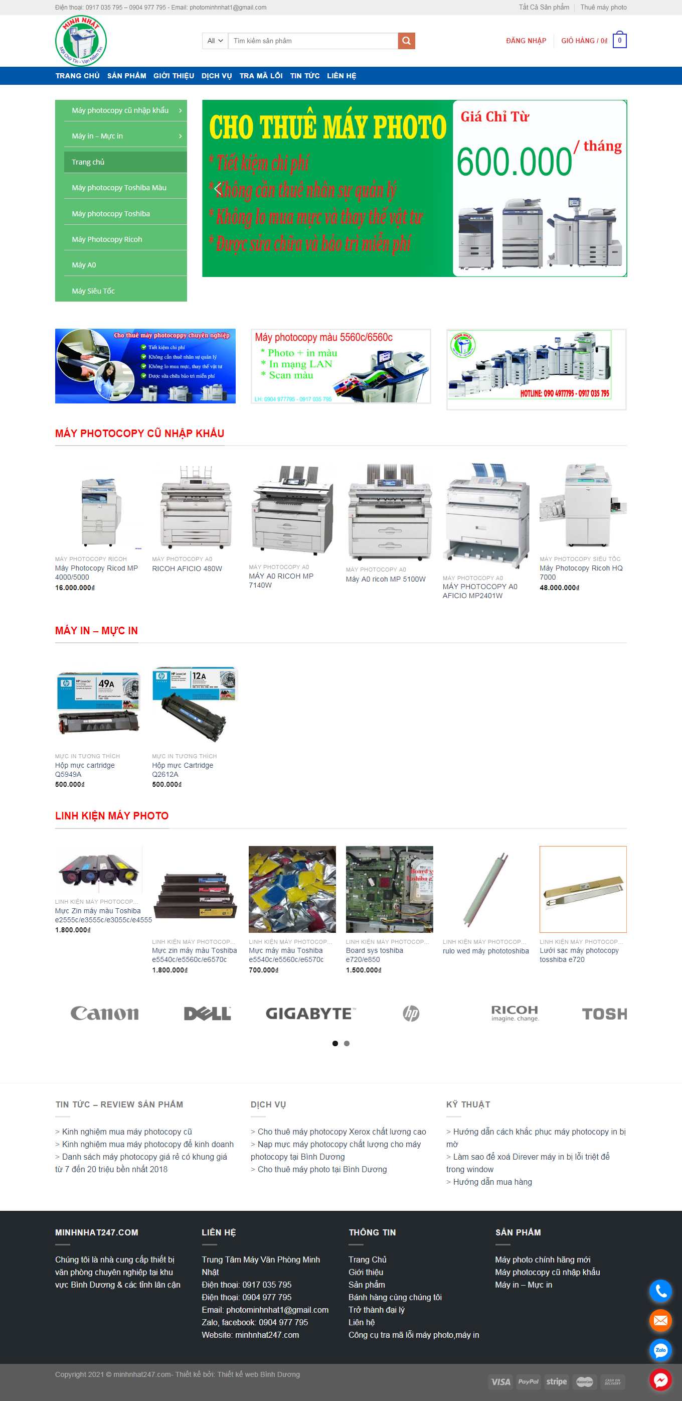 Thiết kế Website web bán máy photo - minhnhat247com