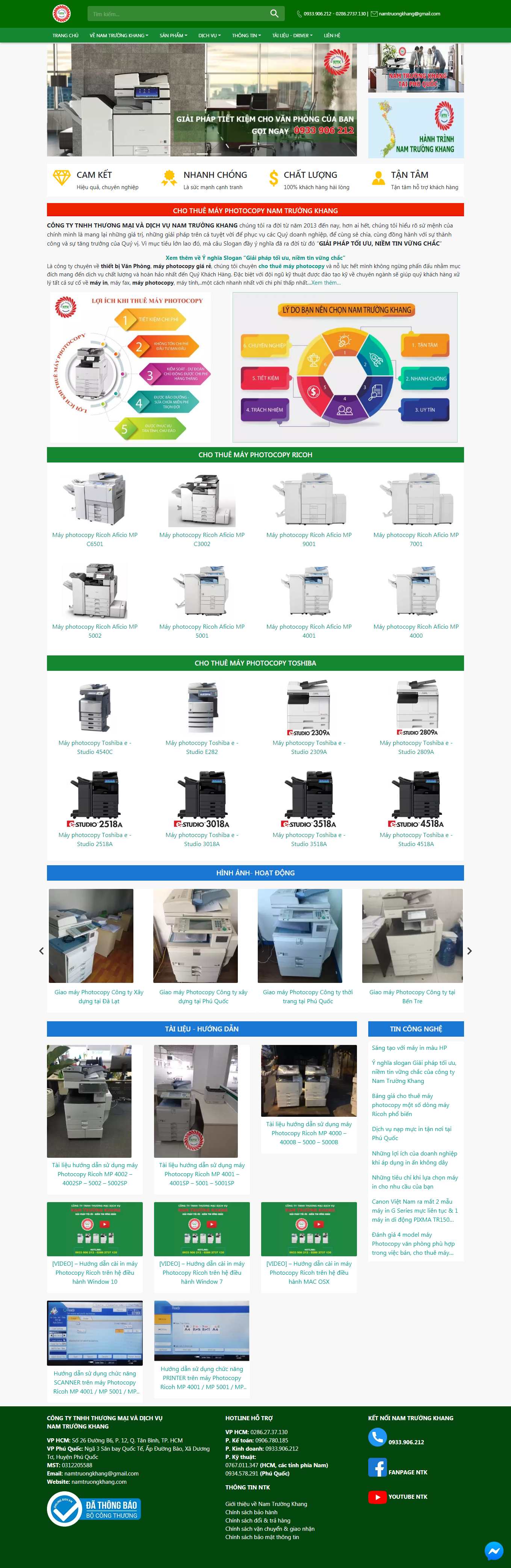 Thiết kế Website web cho thuê máy photocopy - namtruongkhangcom