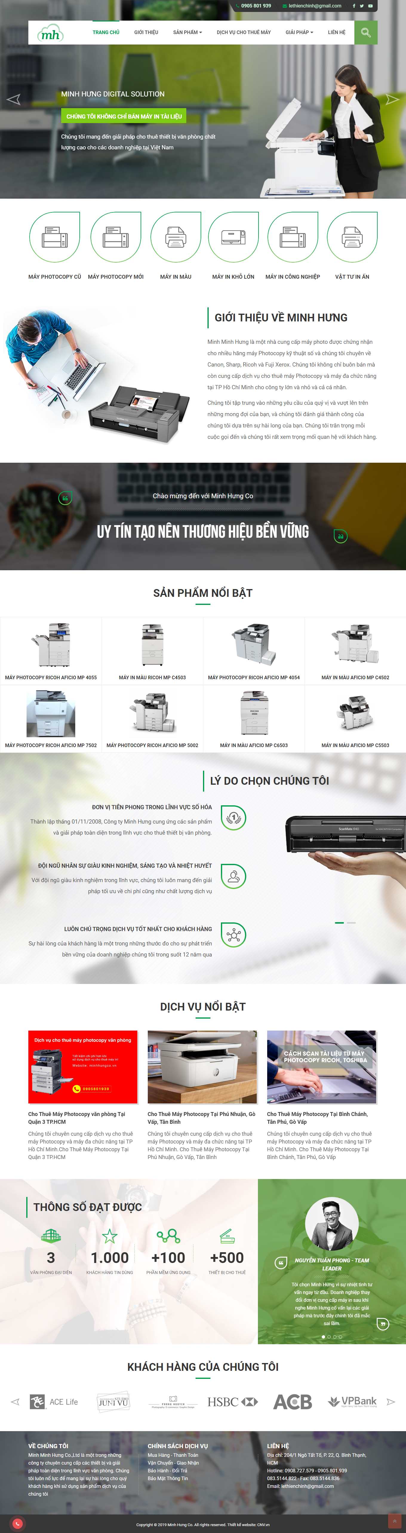 Thiết kế Website web cho thuê máy photocopy - minhhungcovn