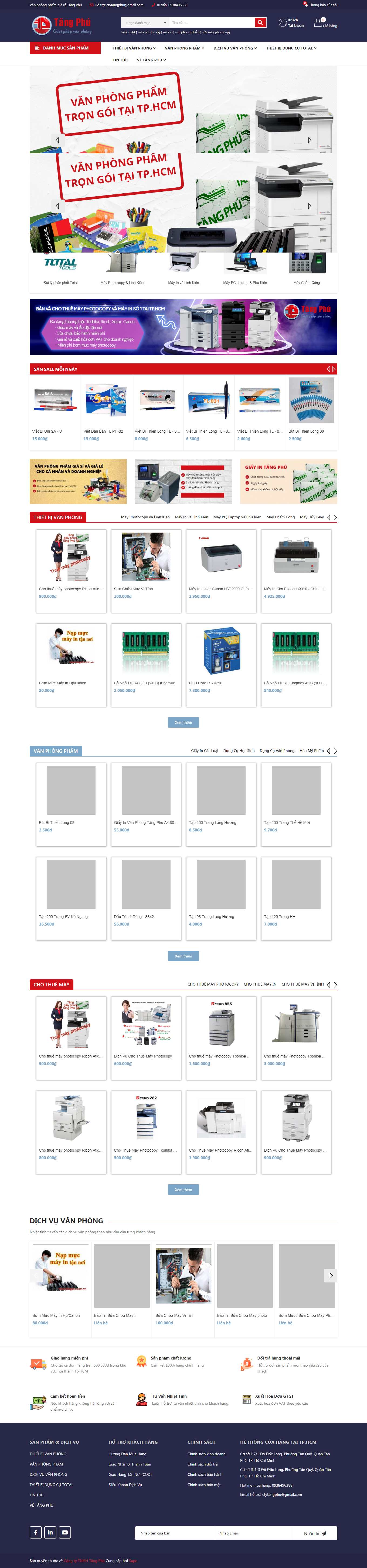 Thiết kế Website web cho thuê máy photocopy - tangphucomvn