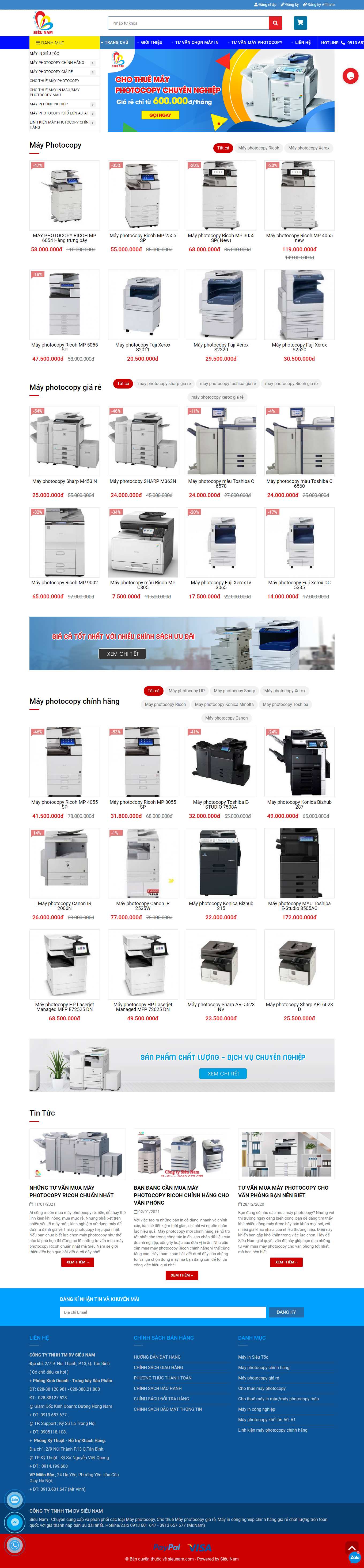 Thiết kế Website web cho thuê máy photocopy - sieunamvn