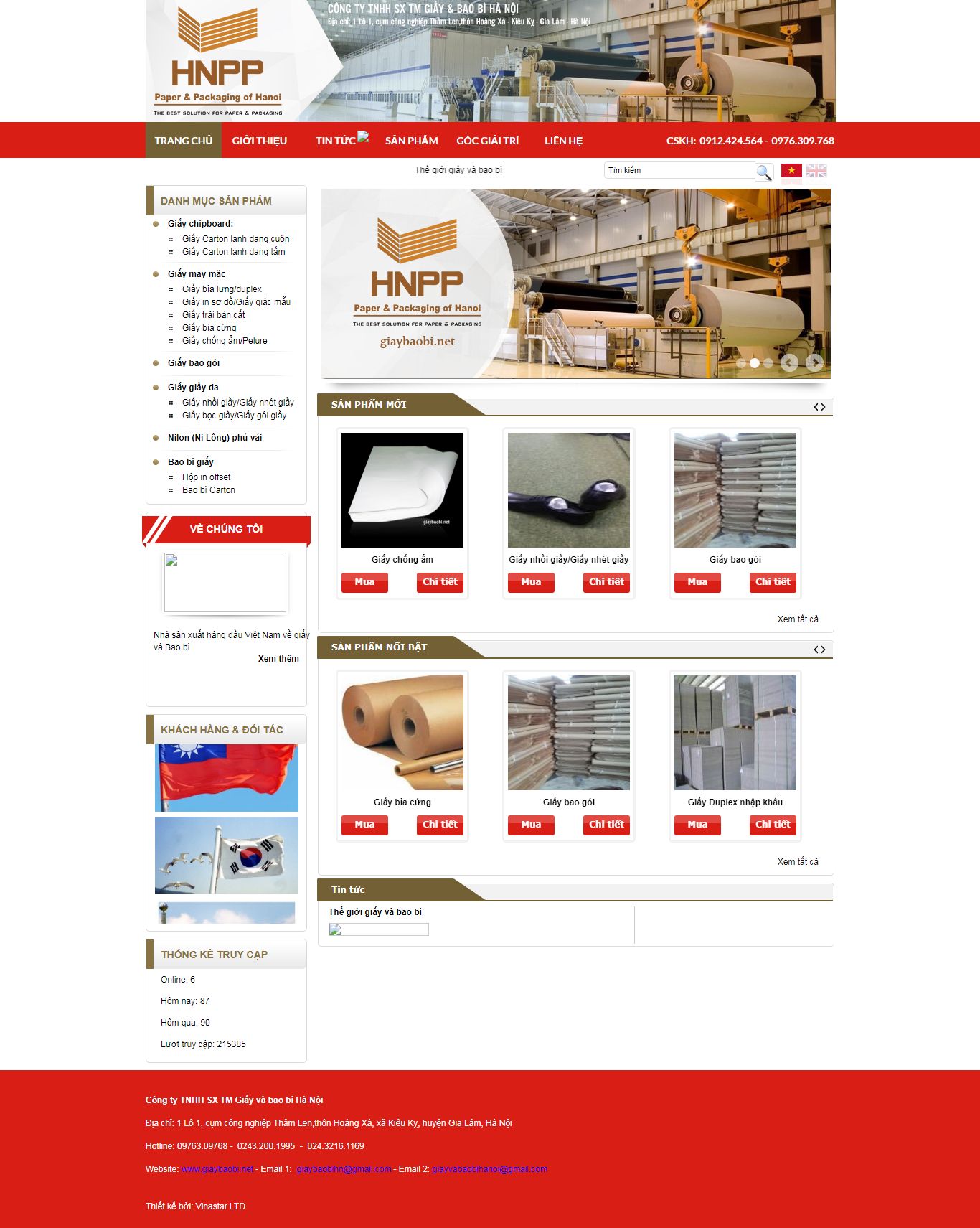 Thiết kế Website web bán giấy - giaybaobinet