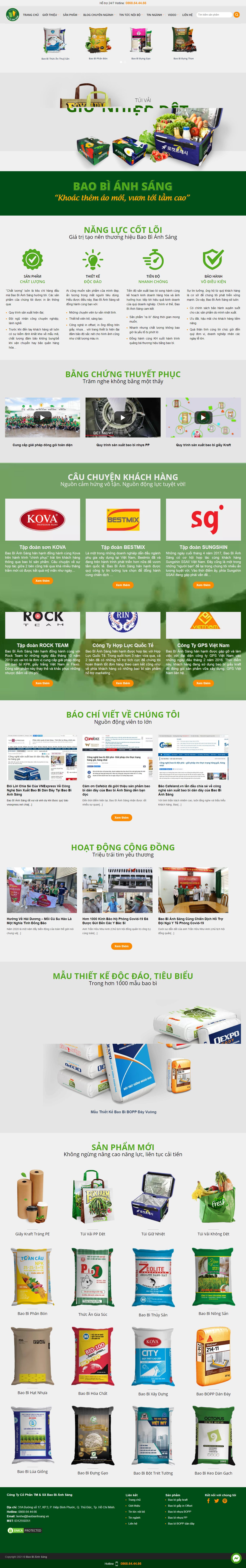 Thiết kế Website web bán bao bì - baobianhsangvn