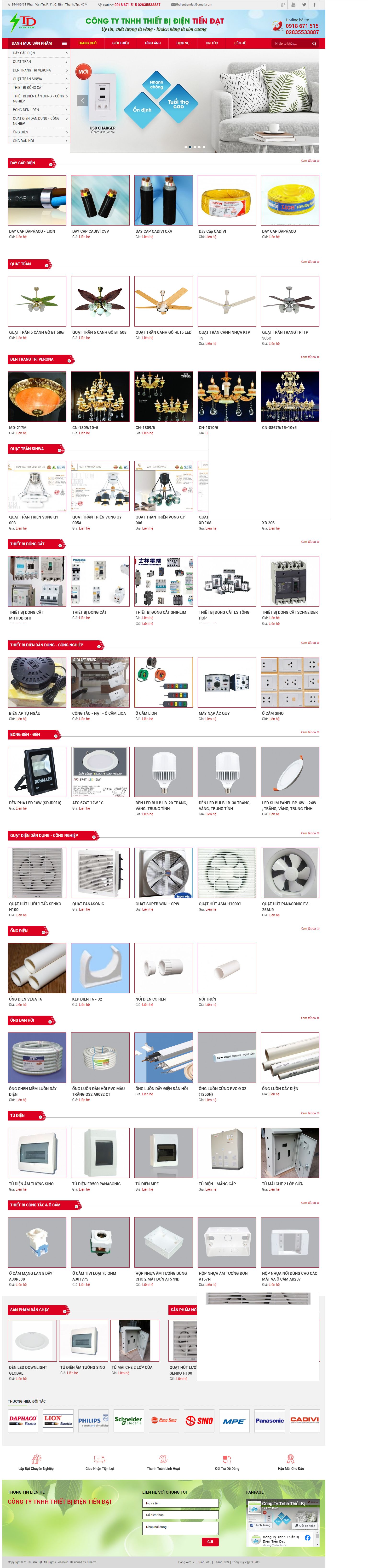 Thiết kế Website web thiết bị ngành điện - thietbidientiendatcom