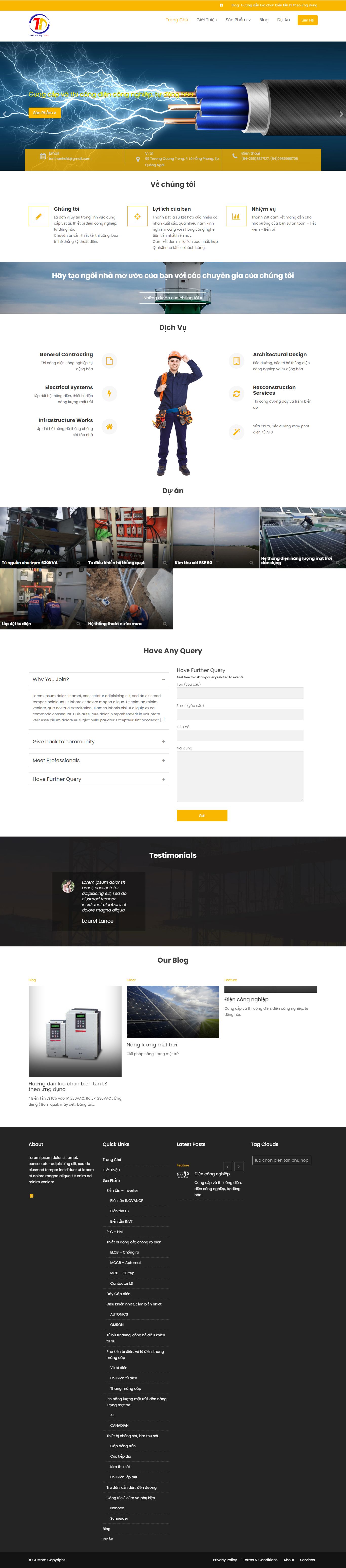 Thiết kế Website web thiết bị ngành điện - thanhdatelectriccom