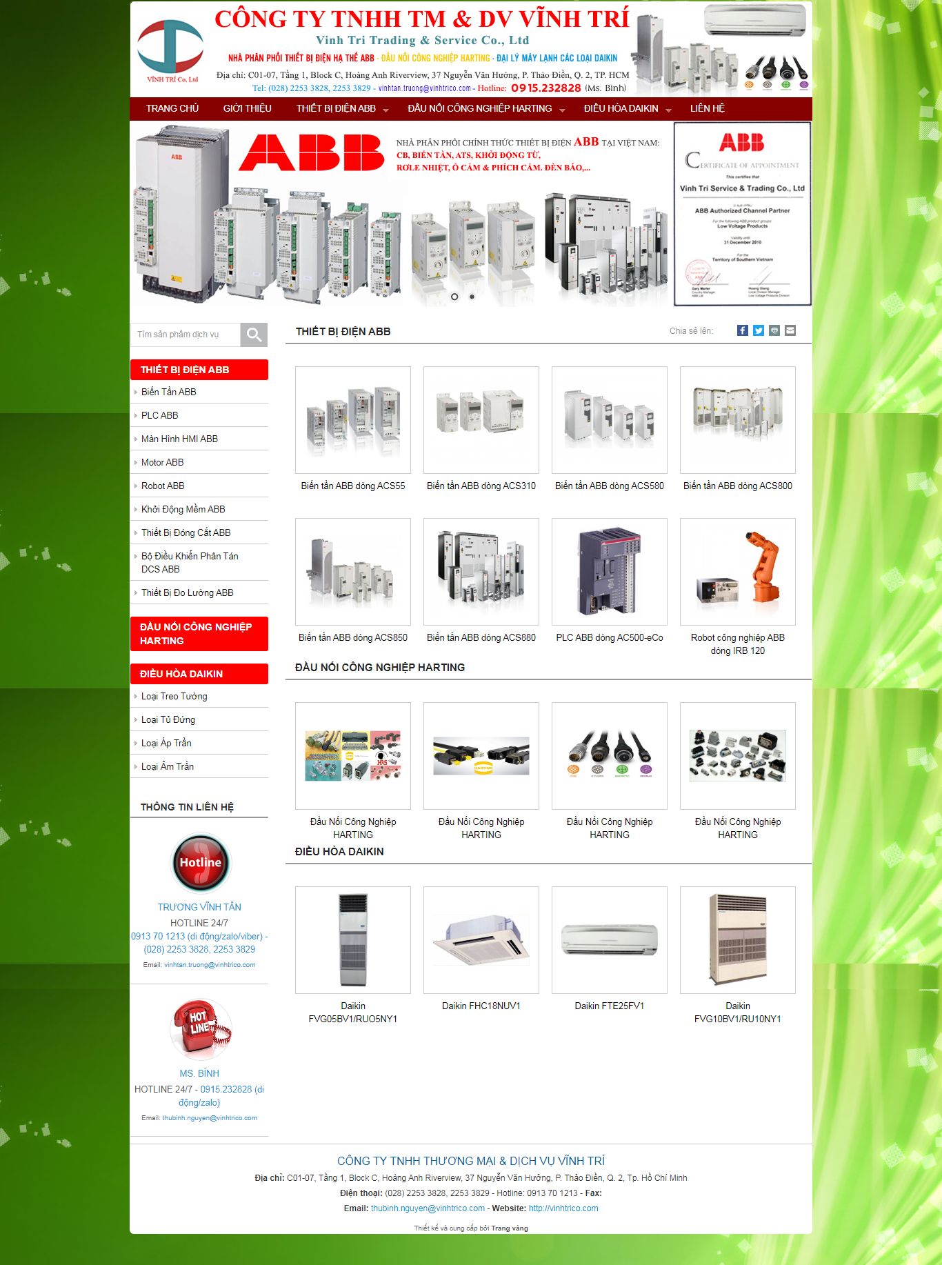 Thiết kế Website web thiết bị ngành điện - vinhtricocom