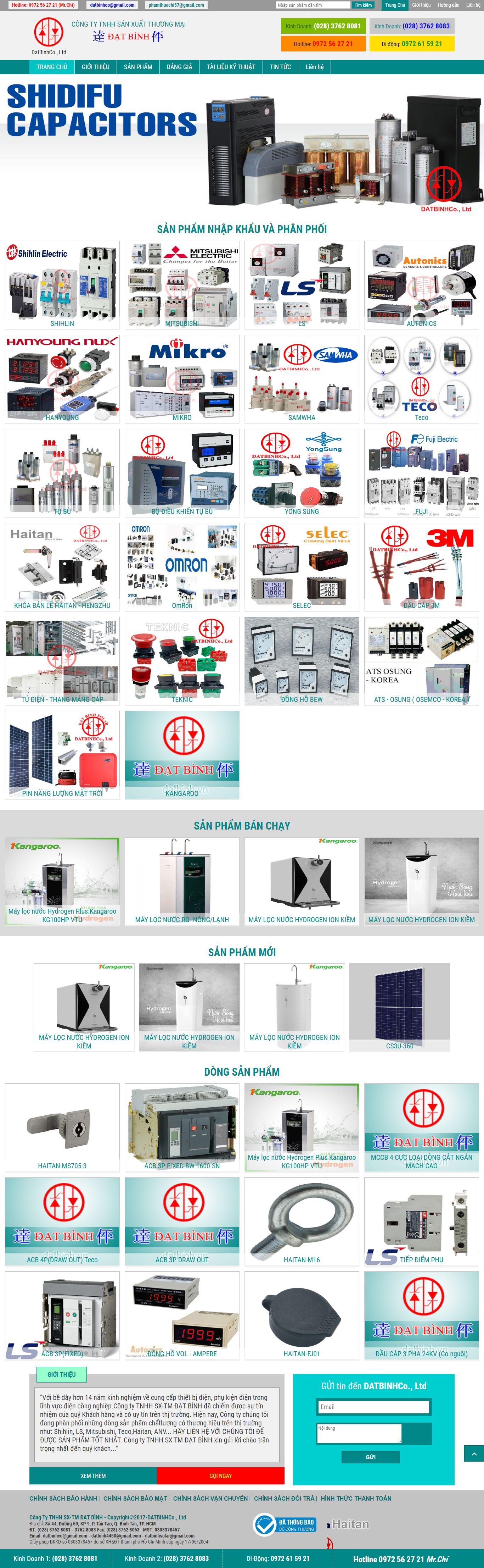 Thiết kế Website web thiết bị ngành điện - datbinhvn