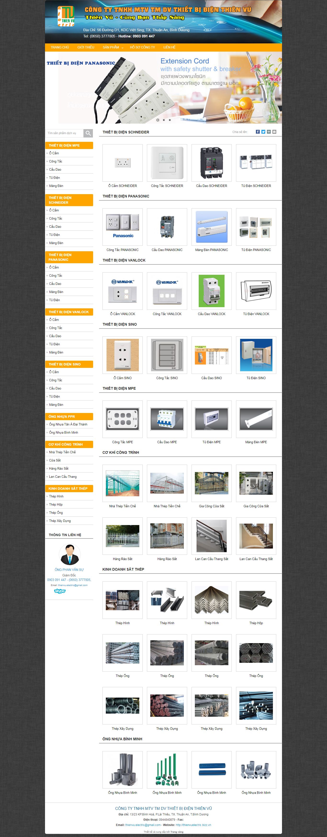 Thiết kế Website web thiết bị ngành điện - thienvuelectricbizzvn