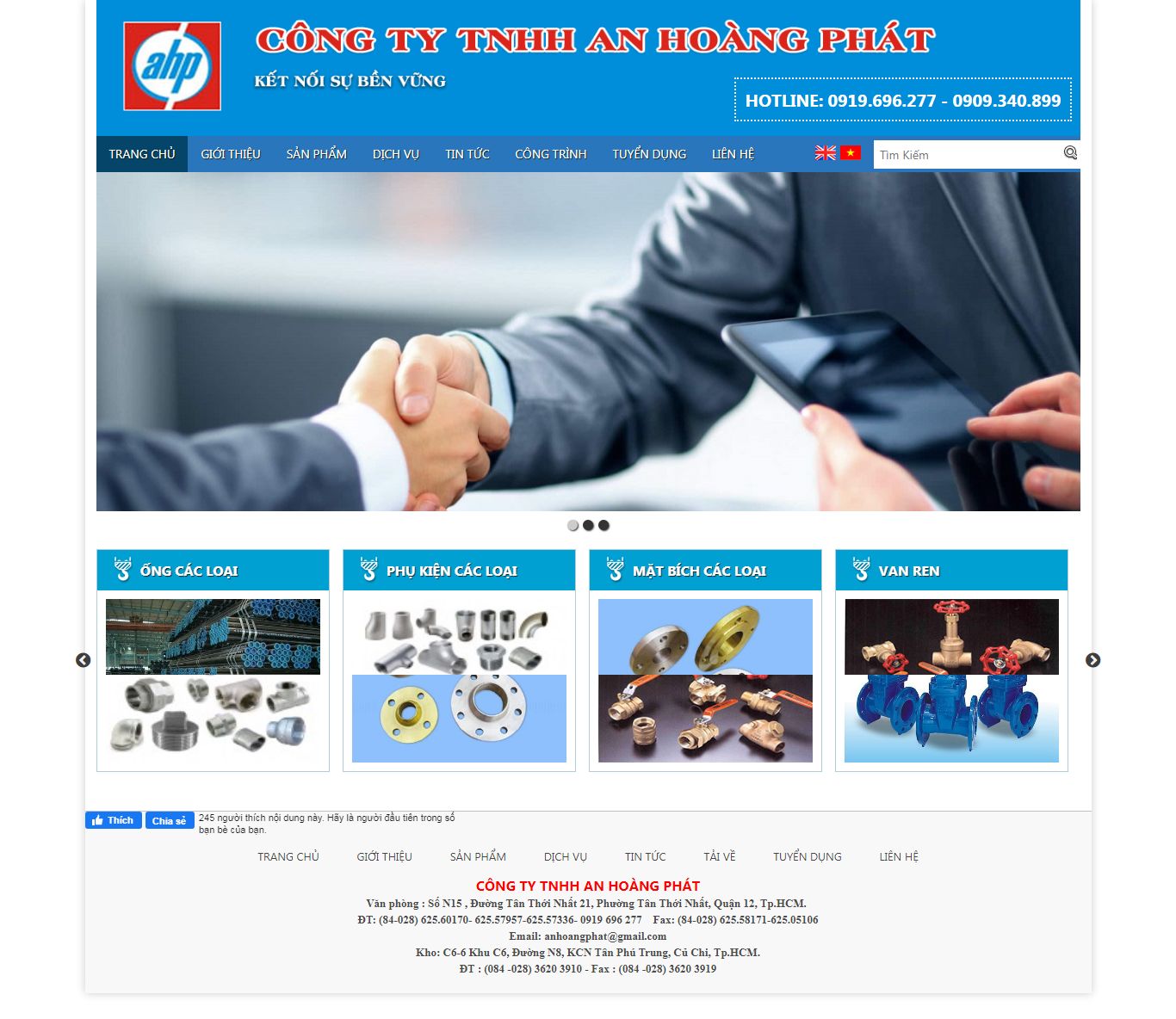 Thiết kế Website web thiết bị ngành nước - anhoangphatcom