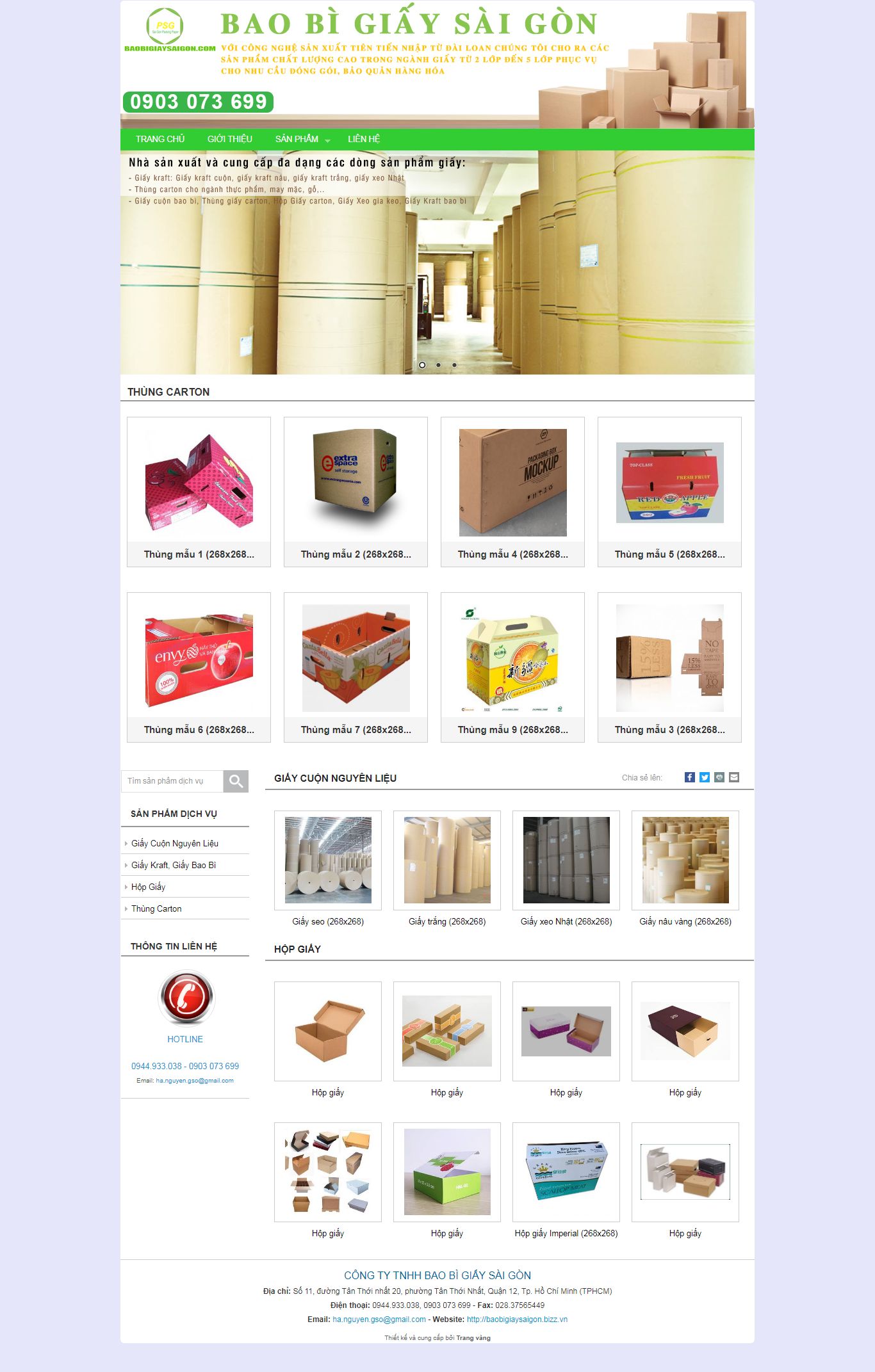 Thiết kế Website web giấy bao bì - baobigiaysaigoncom