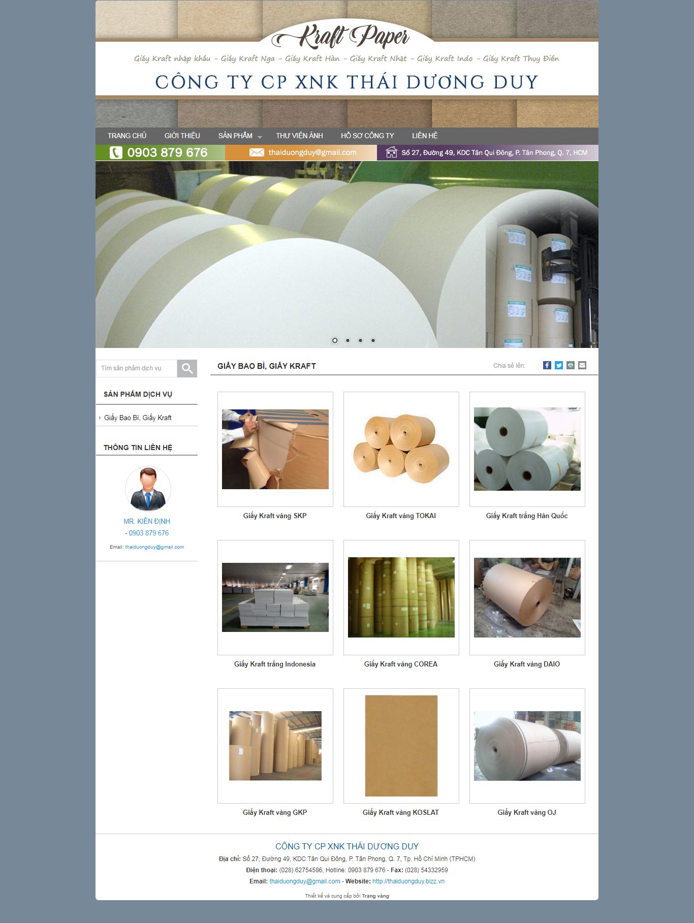 Thiết kế Website web giấy bao bì - thaiduongduybizzvn