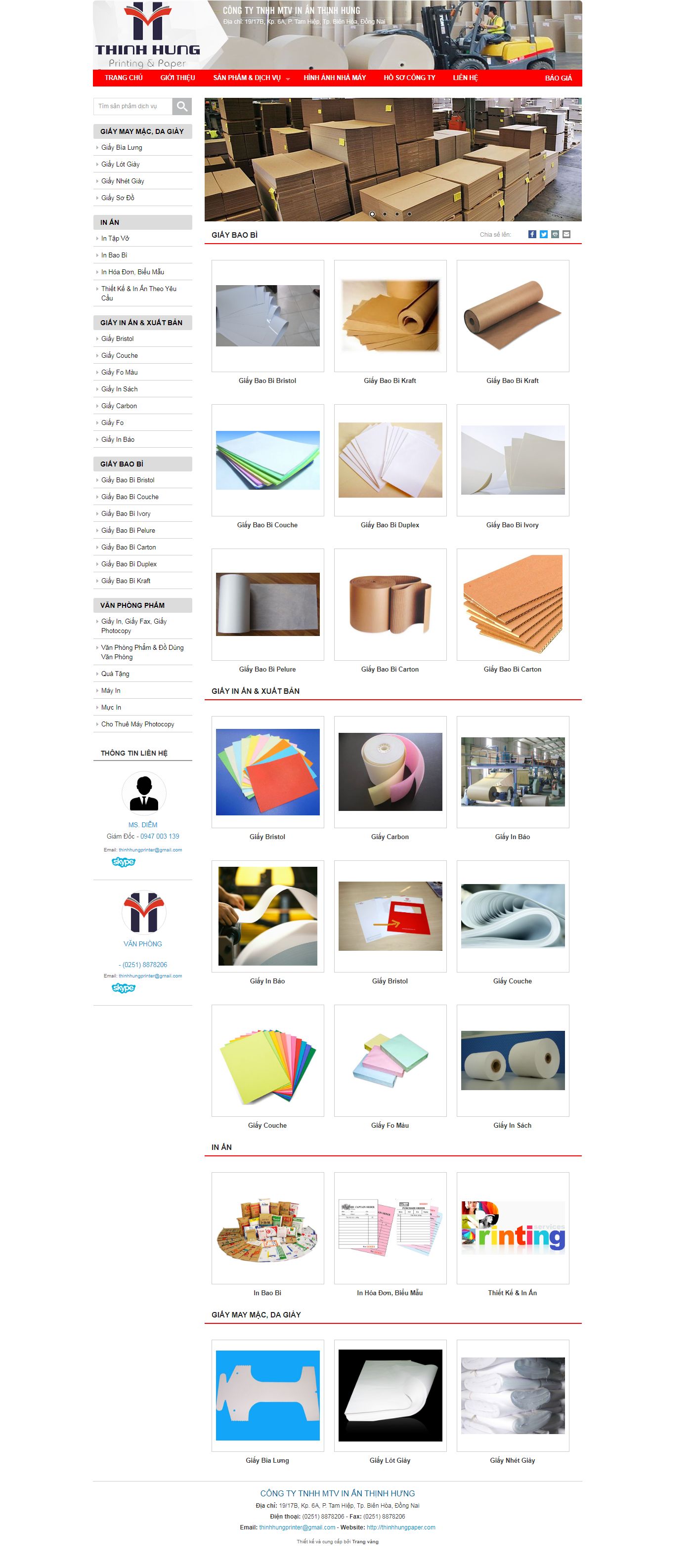 Thiết kế Website web giấy bao bì - thinhhungpapercom