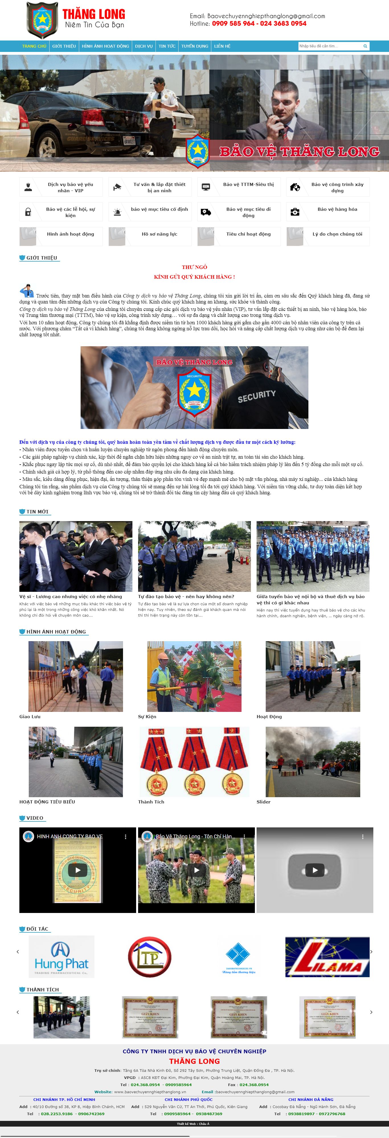 Thiết kế Website web dịch vụ đào tạo - baovechuyennghiepthanglongvn