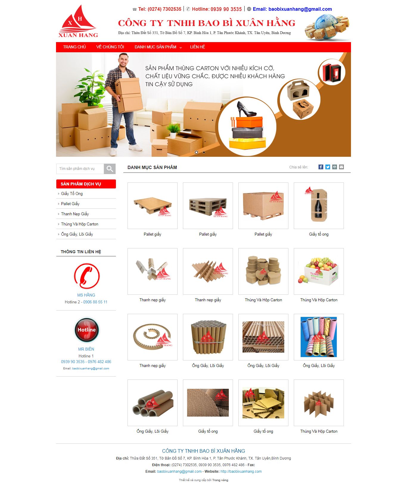 Thiết kế Website web bán Pallet giấy - baobixuanhangcom