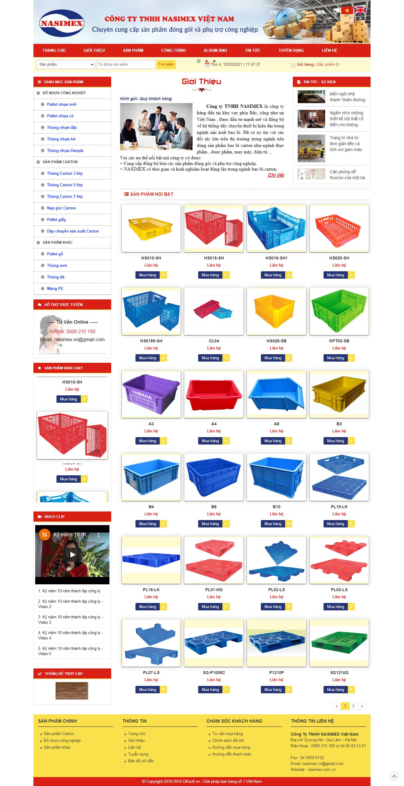 Thiết kế Website web bán Pallet giấy - nasimexcomvn