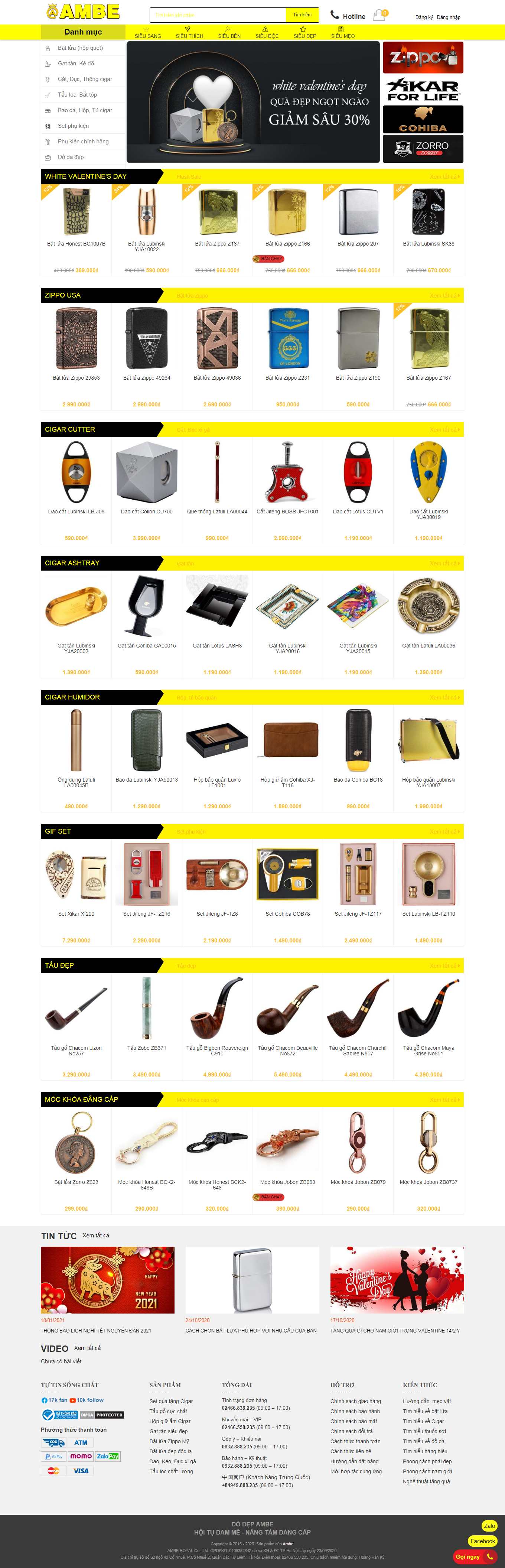 Thiết kế Website web bán bật lửa - ambevn