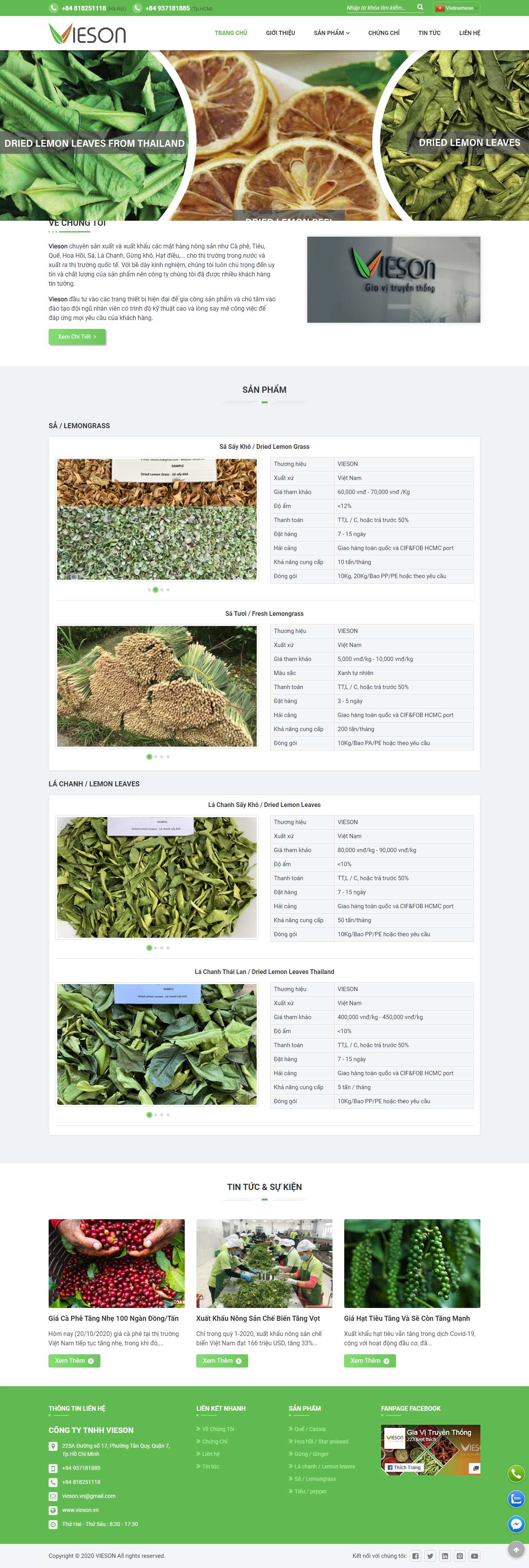 [thaphimex] Thiết kế Website Web nông sản - viesonvn